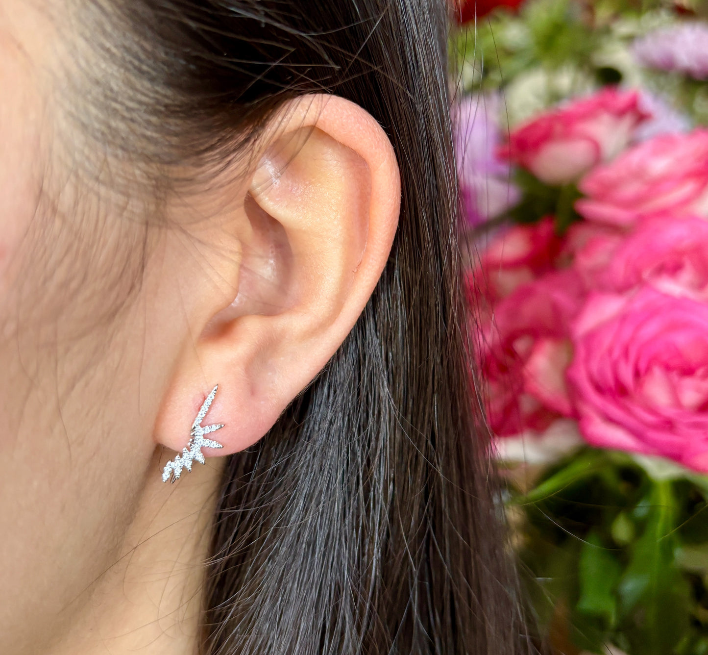 925 Sterling Silver Cubic Zirconia Celestial Wings Earrings