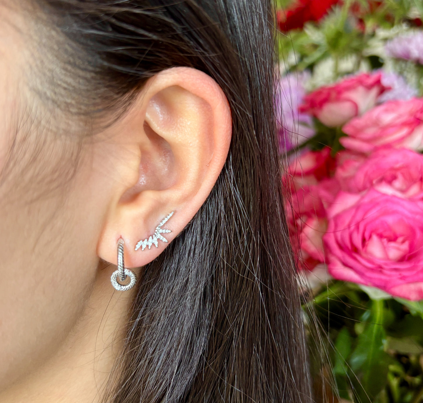 925 Sterling Silver Cubic Zirconia Celestial Wings Earrings