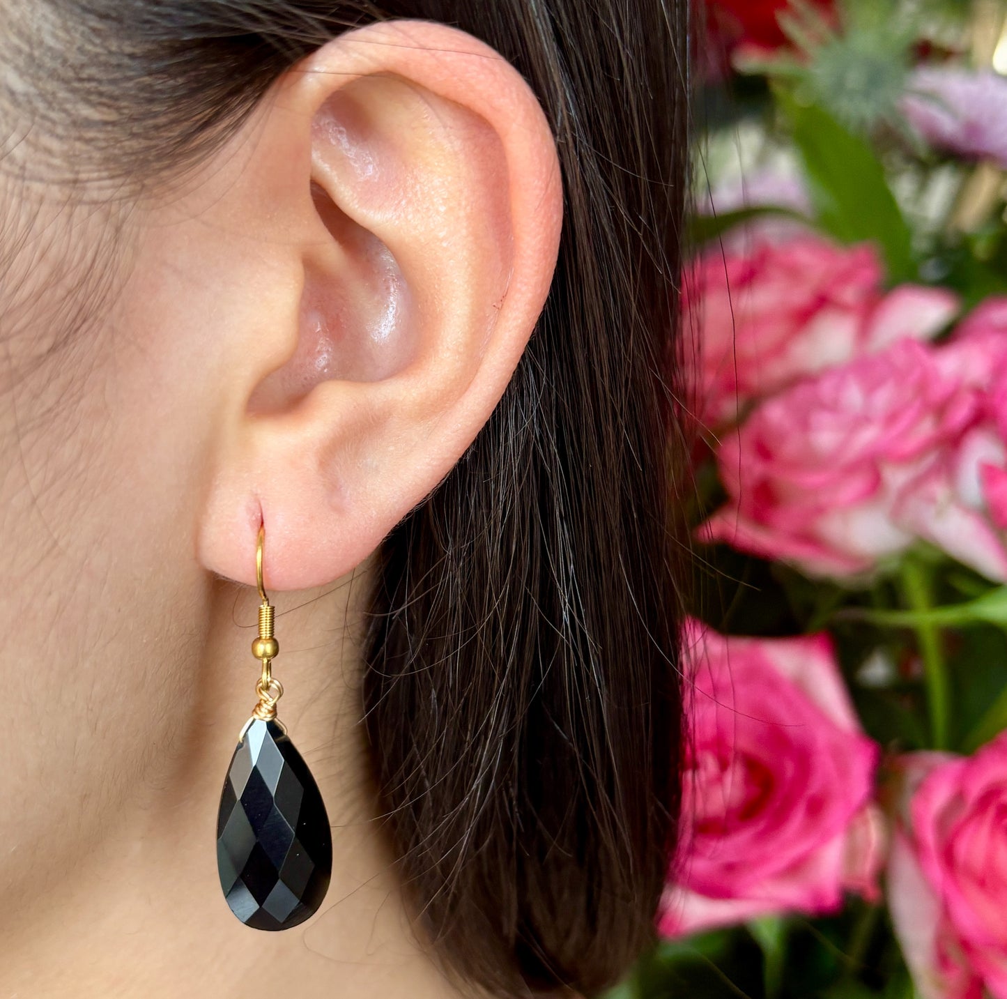 18ct Gold Plated Gemstone Drop Earrings
