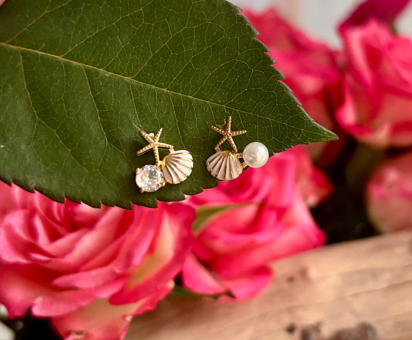 14ct Gold Plated Mismatched Starfish Stud Earrings