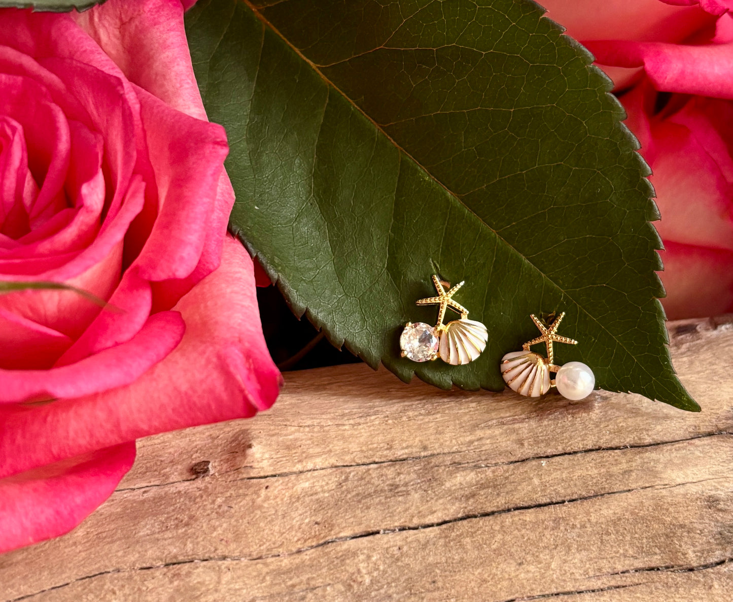14ct Gold Plated Mismatched Starfish Stud Earrings