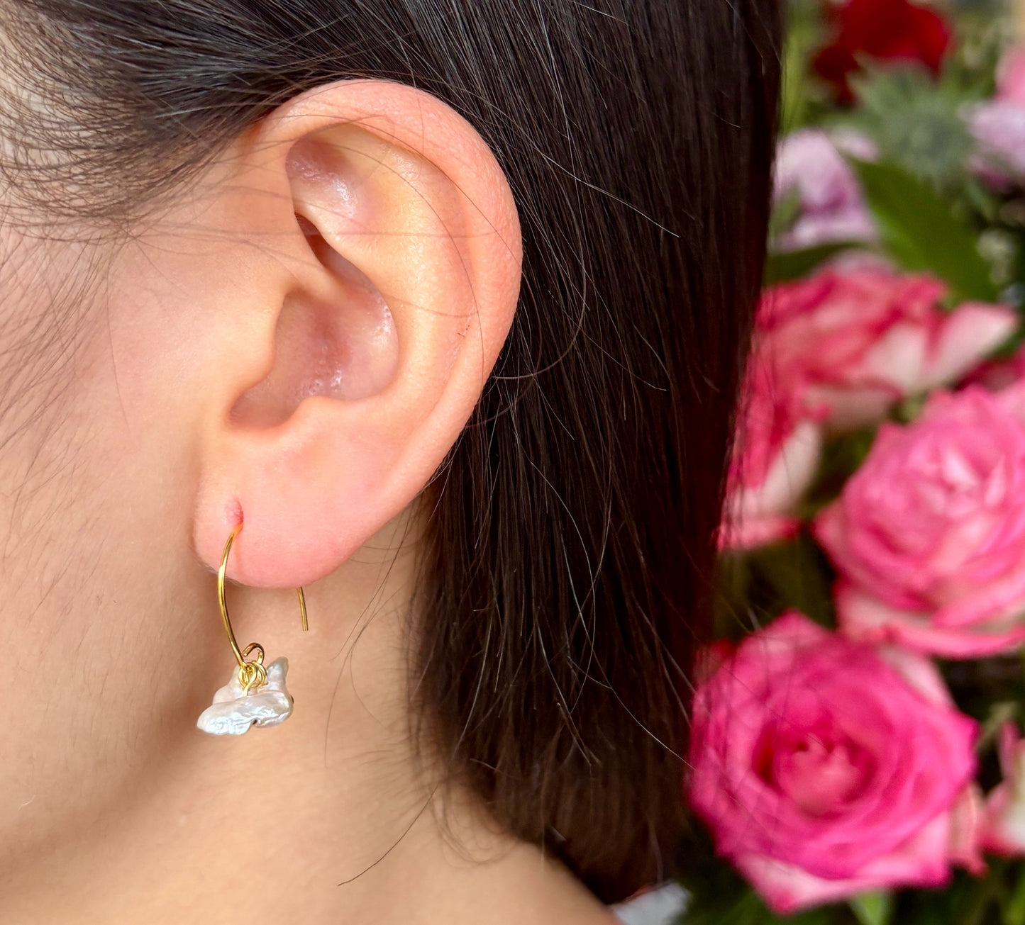 14ct Gold Plated Fresh Water Pearl Cluster Earrings