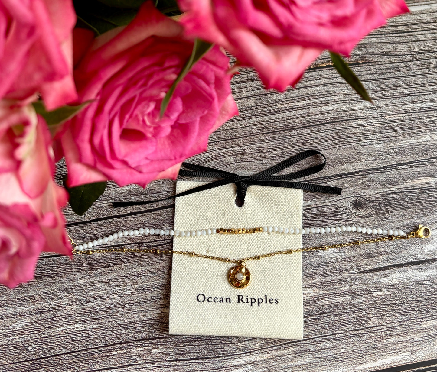 18ct Gold Plated Mother Of Pearl Gold Disc Bracelet