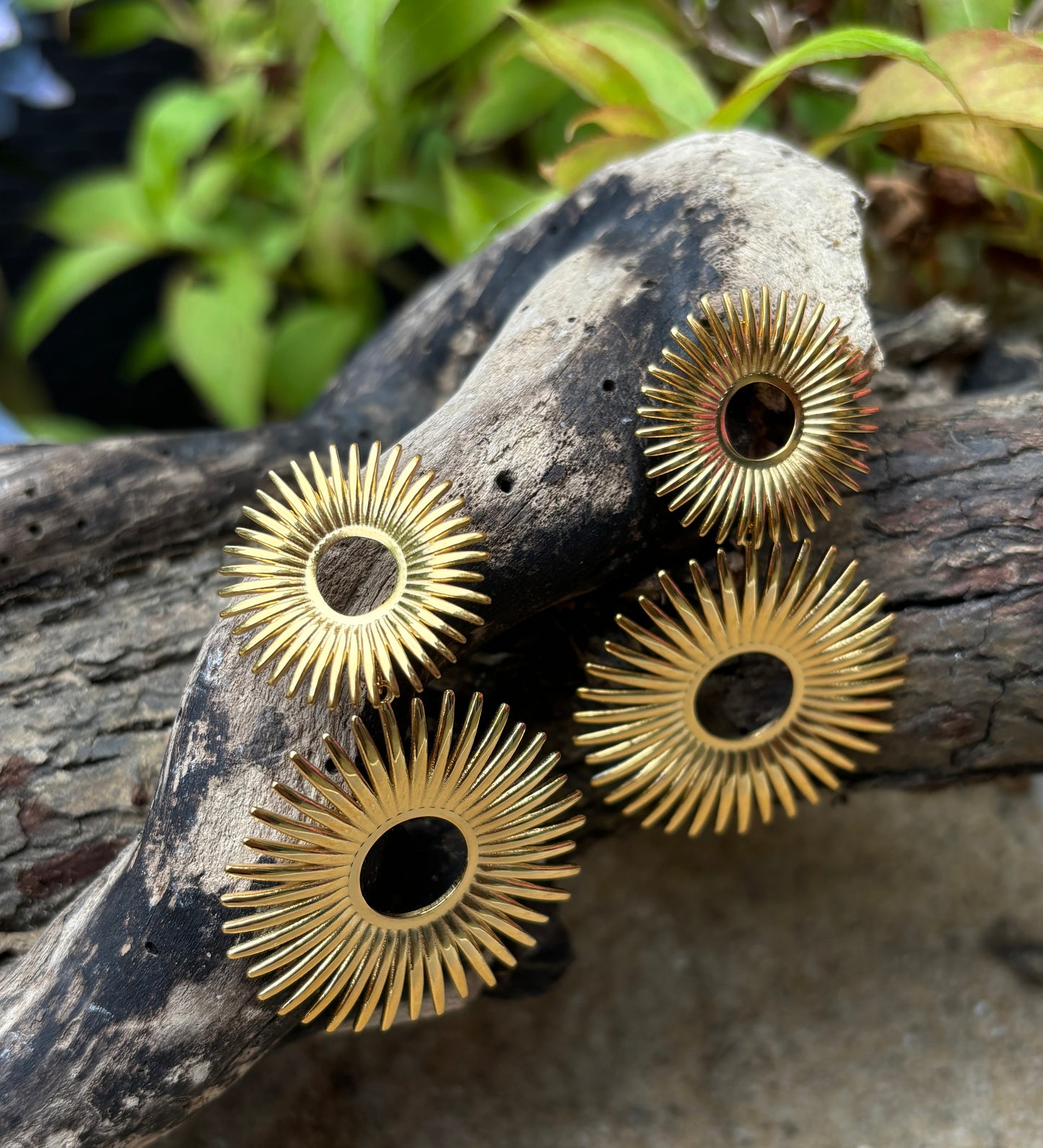 18ct Gold Plated Sunburst Dangle Earrings