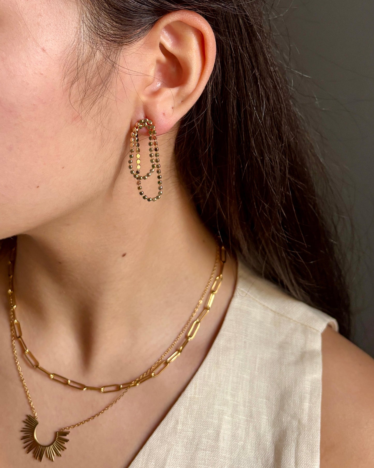 14ct Gold Plated Chain Earrings - Available In Silver