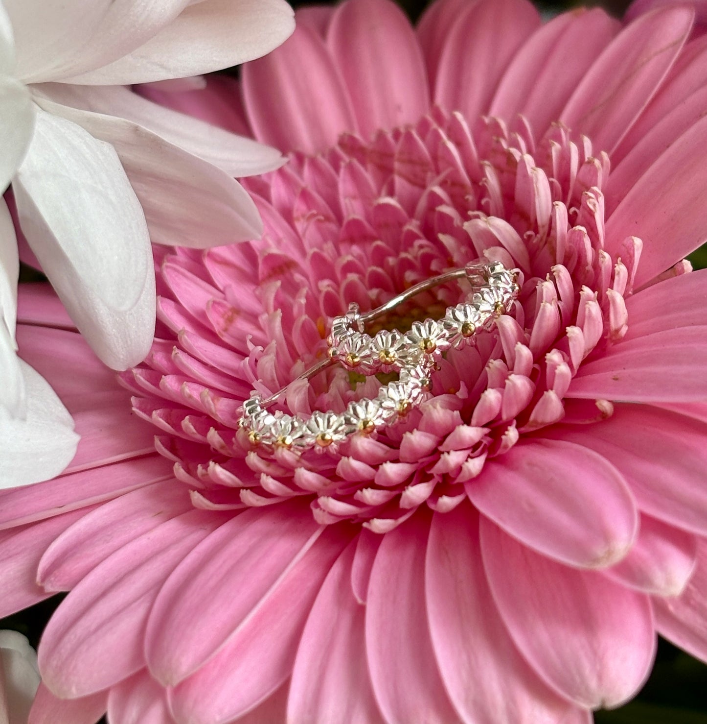 925 Sterling Silver Daisy Hoop Earrings