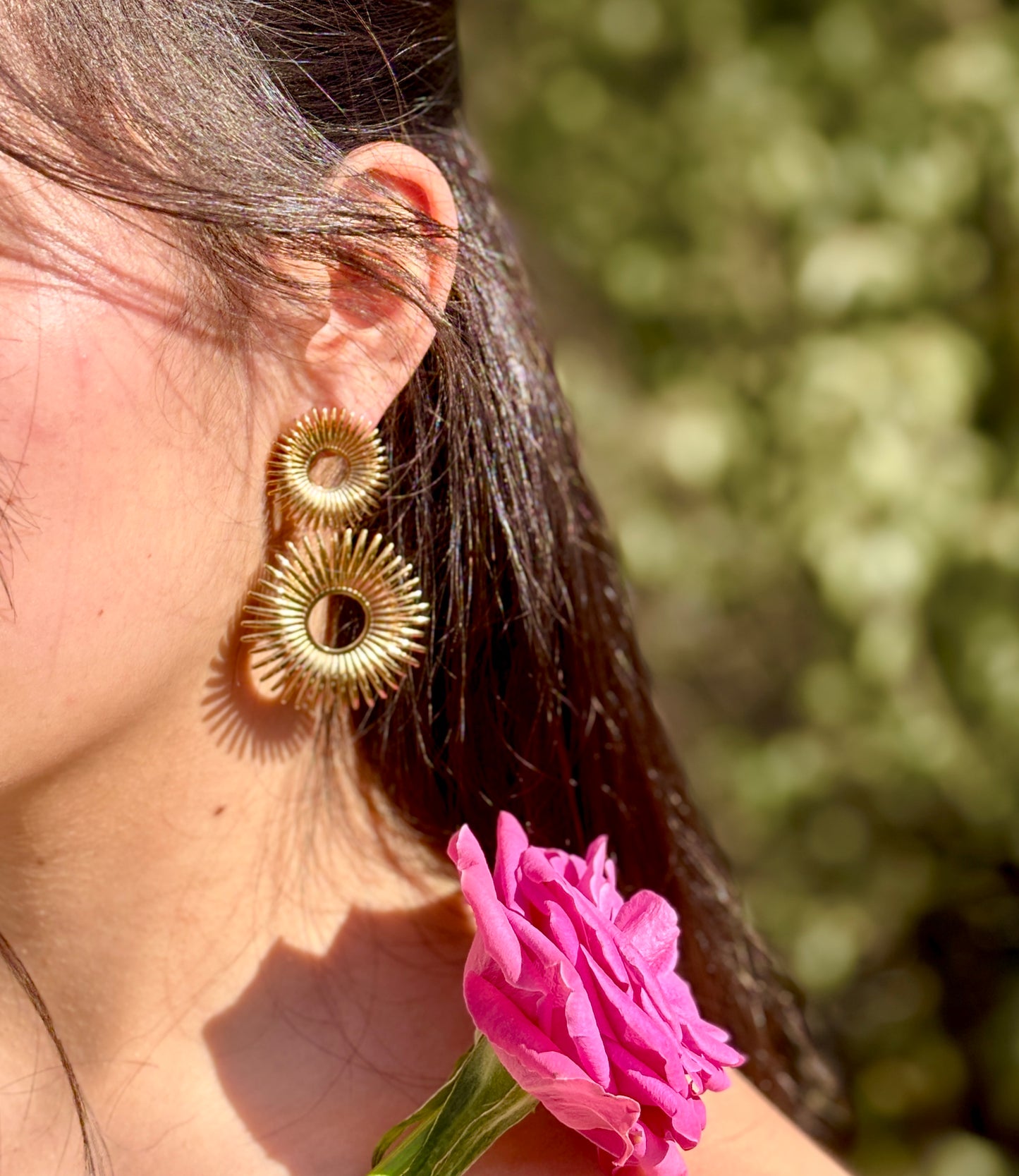 18ct Gold Plated Sunburst Dangle Earrings