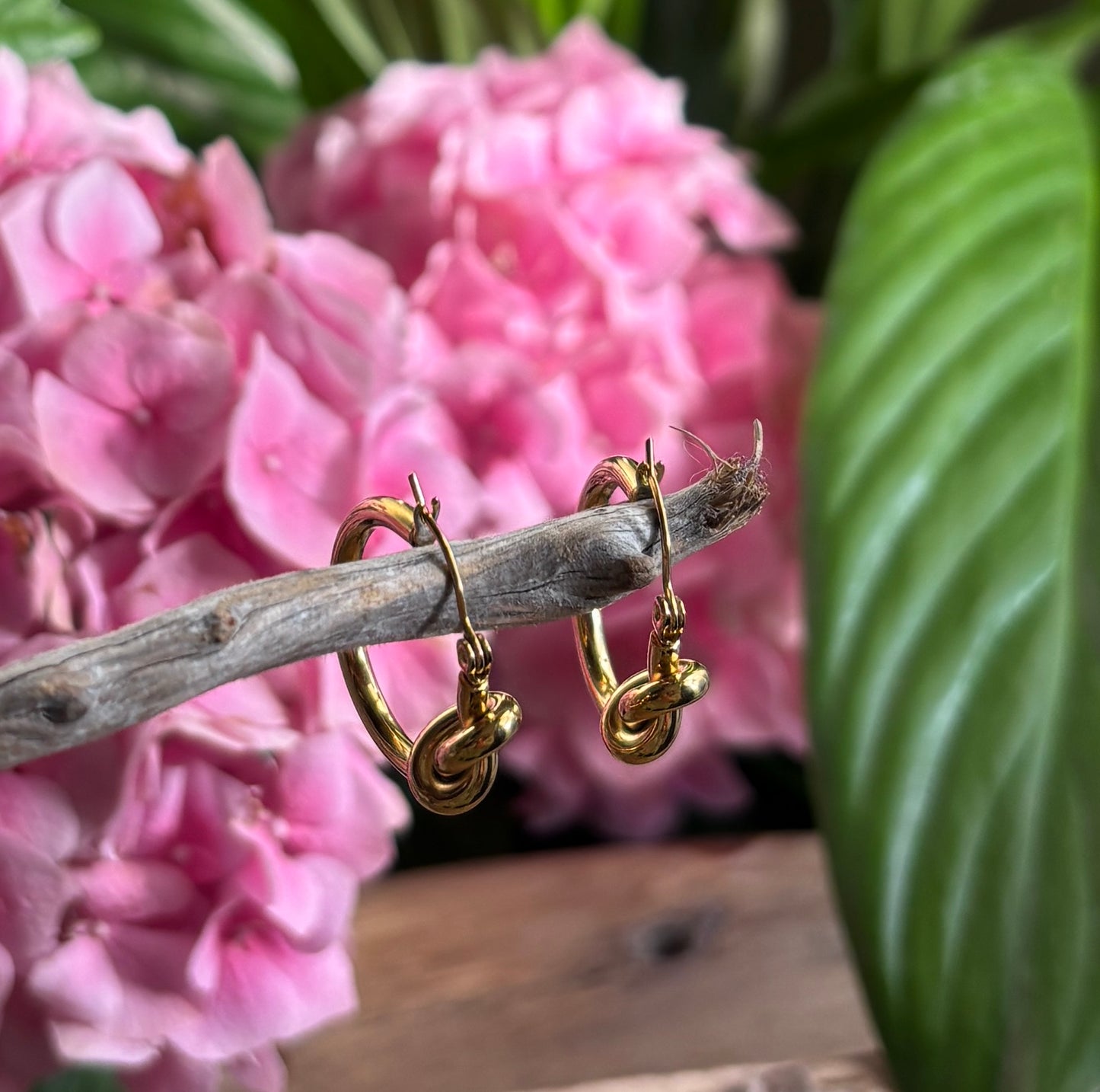 18ct Gold Plated Knot Hoop Earrings - Available in Silver