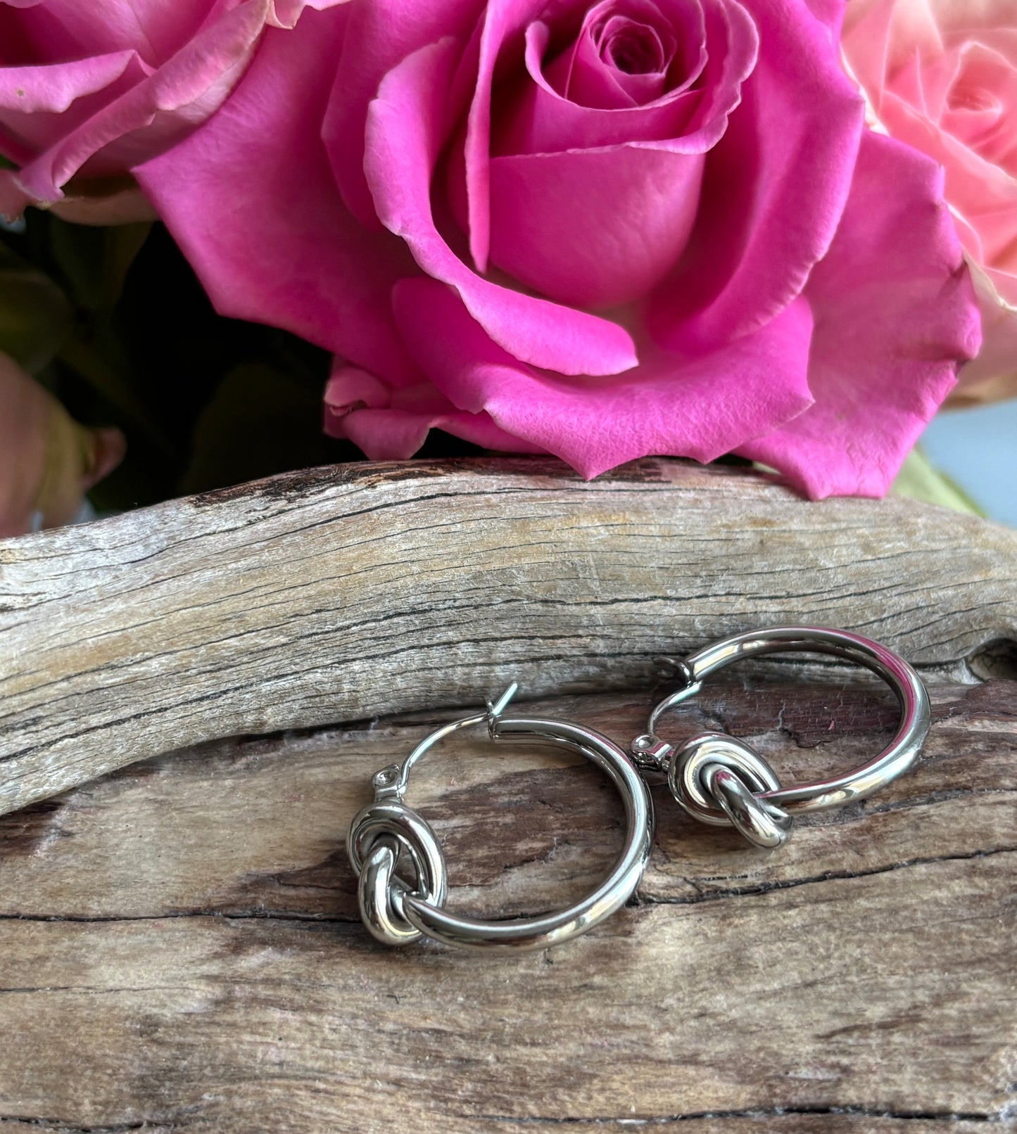 18ct Gold Plated Knot Hoop Earrings - Available in Silver