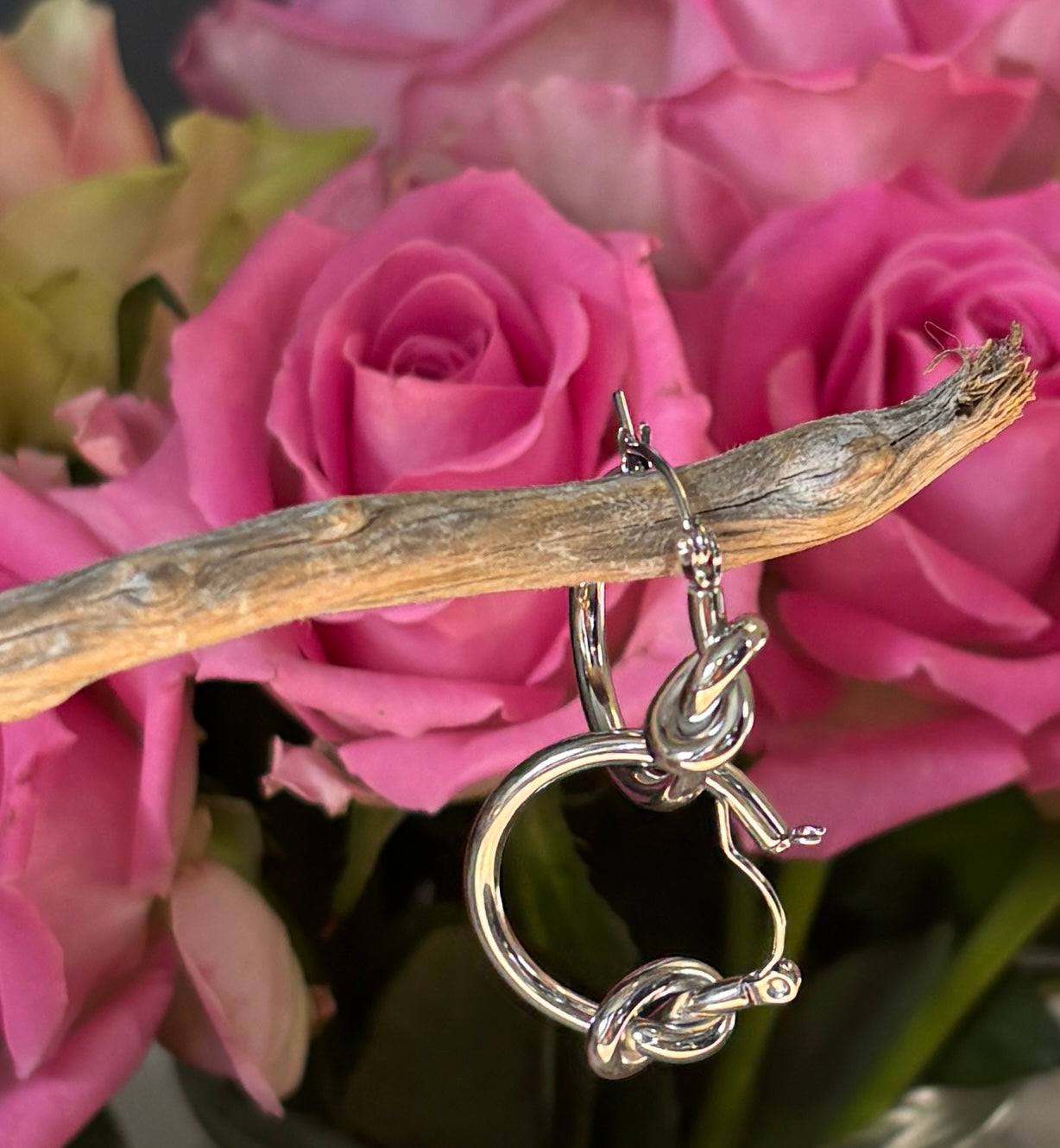 18ct Gold Plated Knot Hoop Earrings - Available in Silver