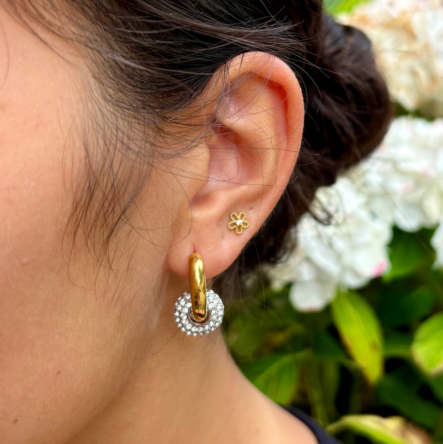 18ct Gold Plated Cubic Zirconia Doughnut Earrings