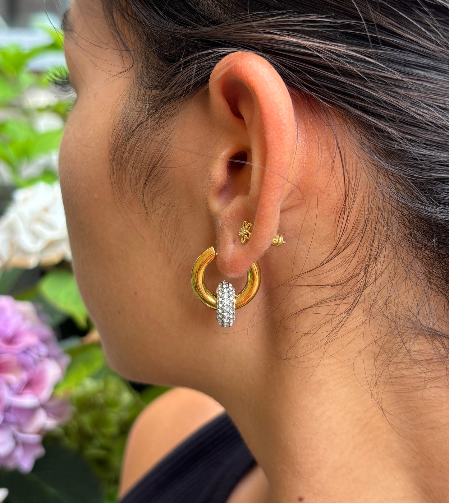 18ct Gold Plated Cubic Zirconia Doughnut Earrings