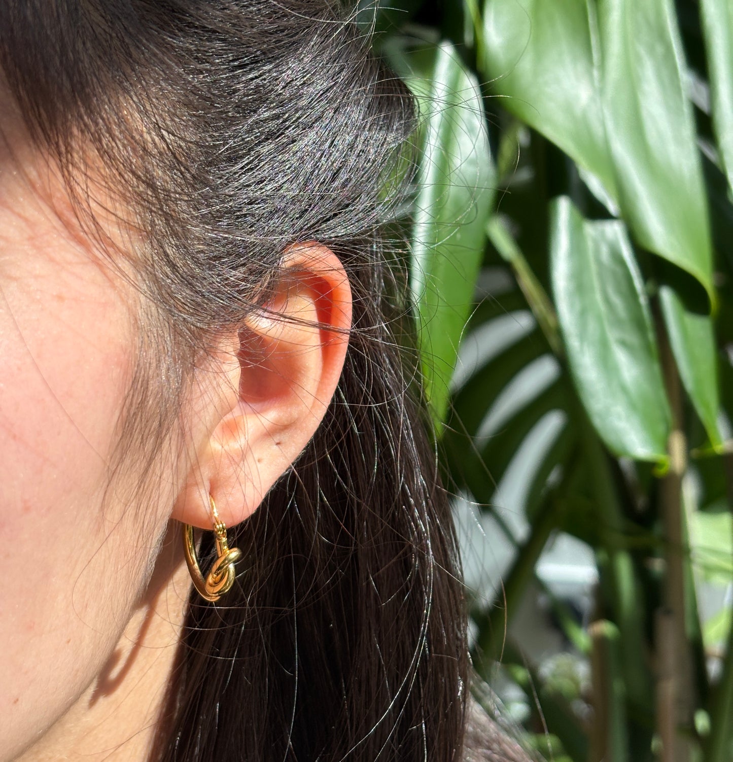 18ct Gold Plated Knot Hoop Earrings - Available in Silver