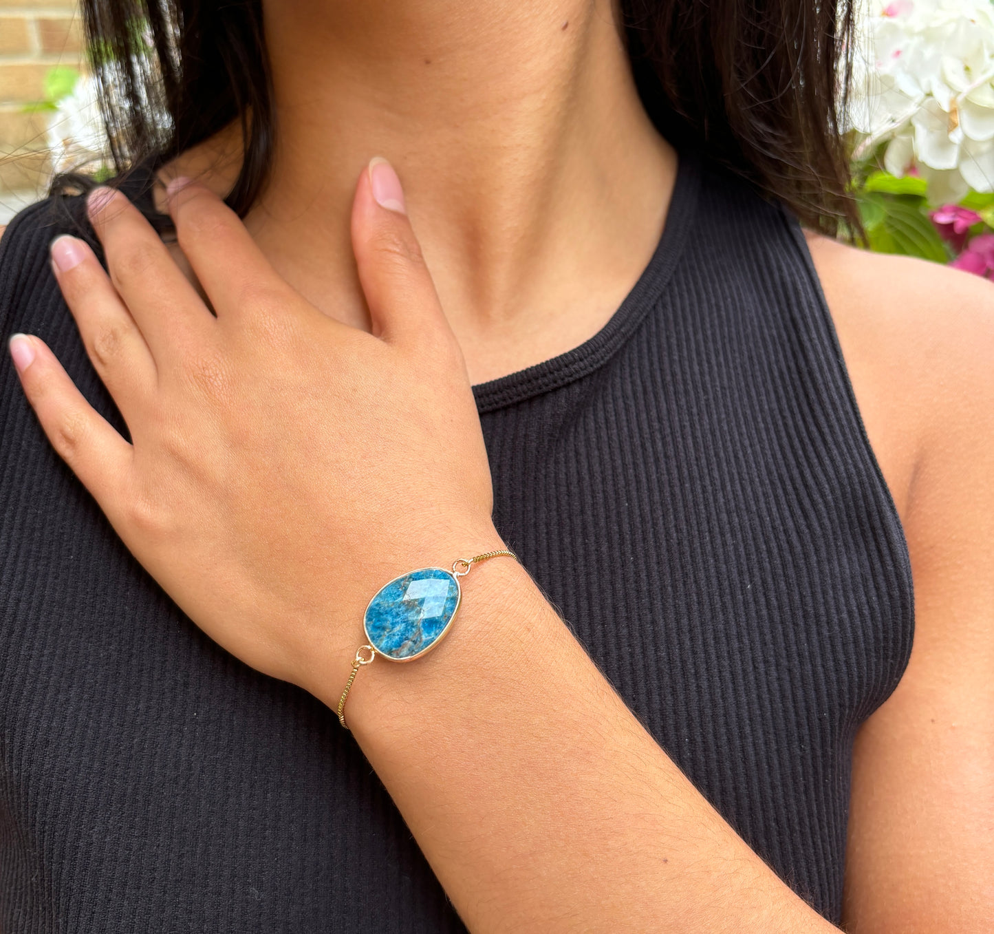 14ct Gold Plated Kyanite Adjustable Bracelet