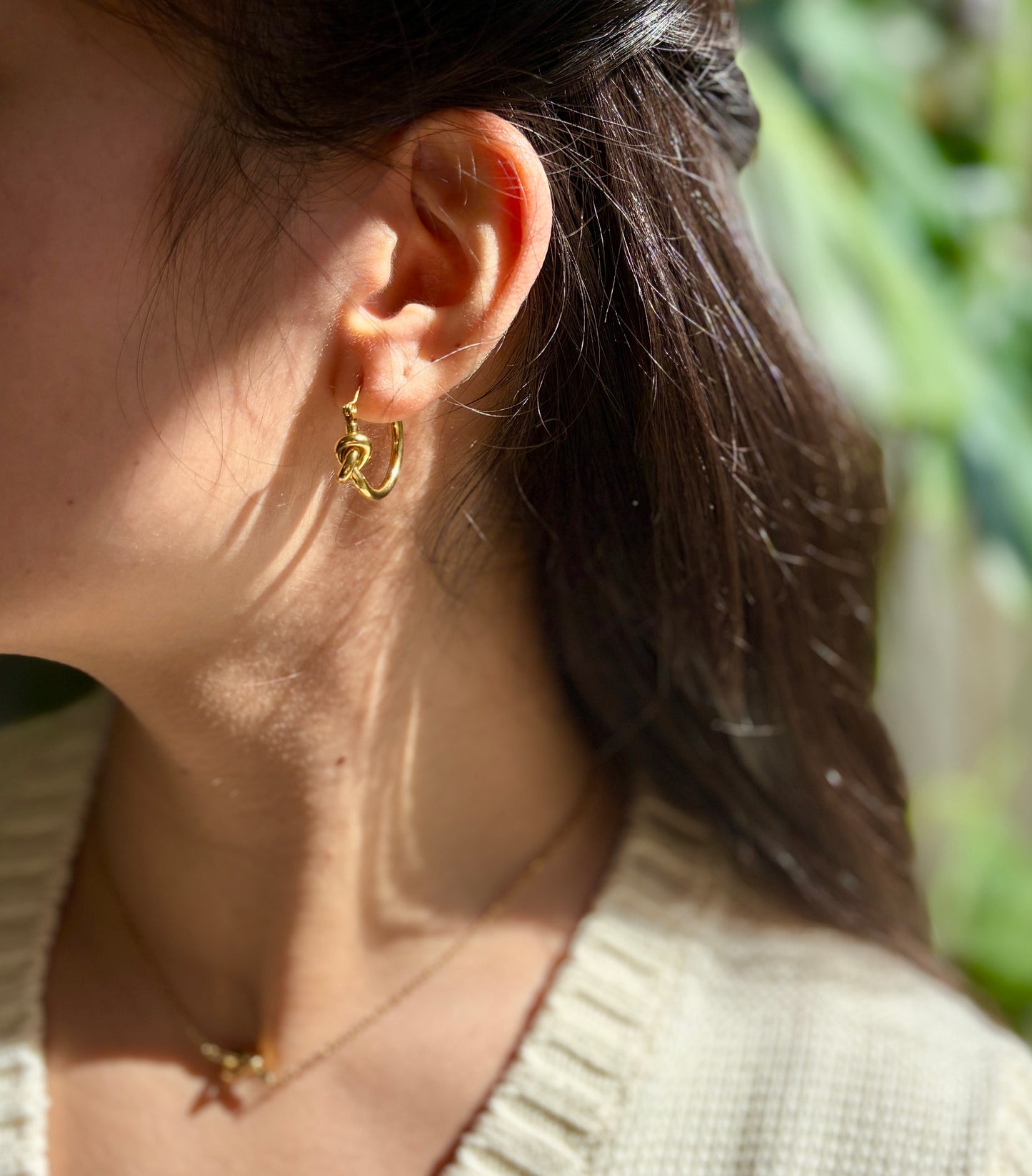 18ct Gold Plated Knot Hoop Earrings - Available in Silver