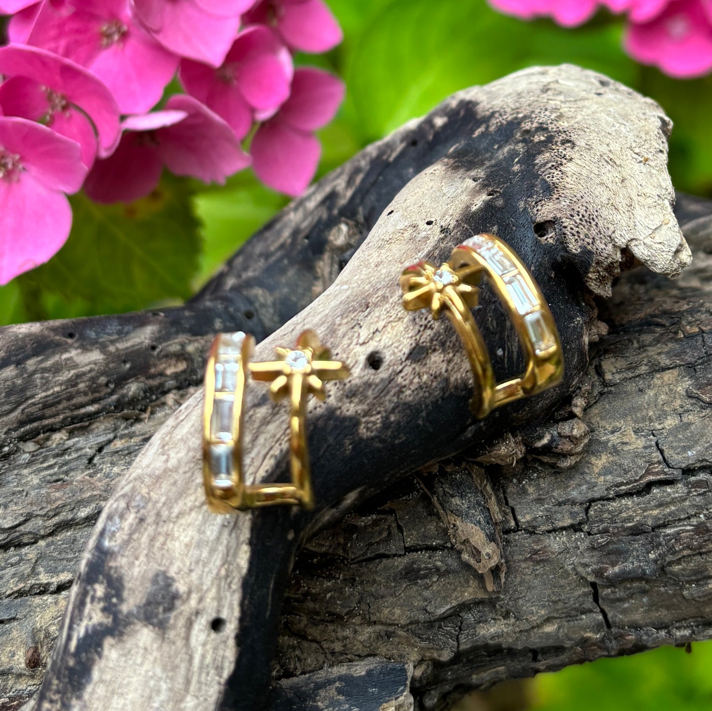18ct Gold Plated Cubic Zirconia Double Curve Earrings