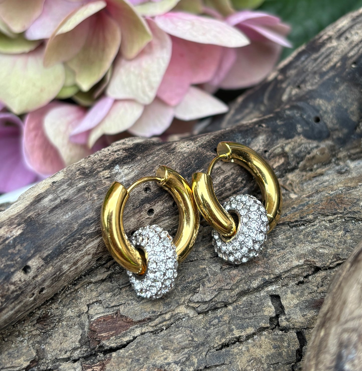 18ct Gold Plated Cubic Zirconia Doughnut Earrings