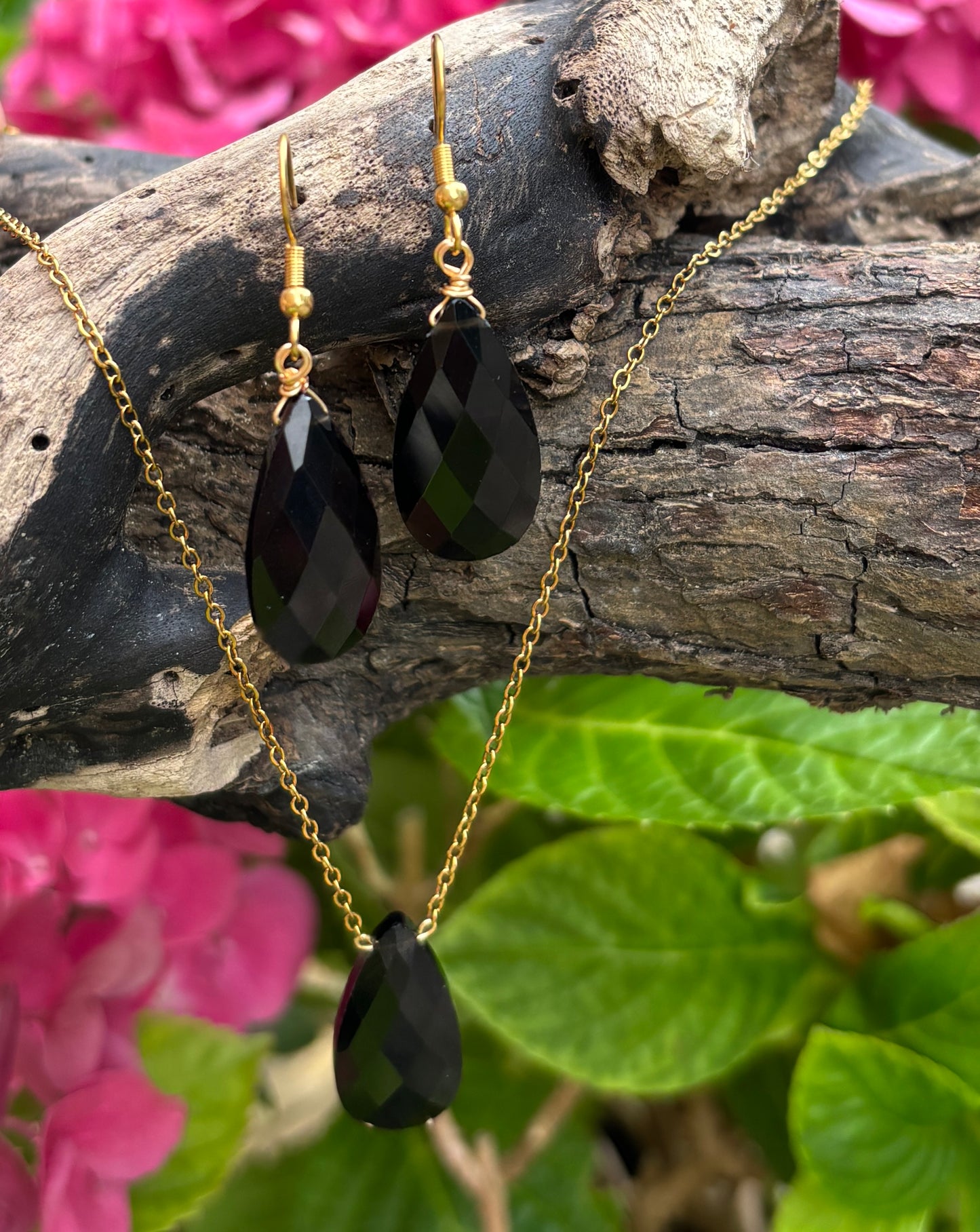 18ct Gold Plated Gemstone Drop Earrings