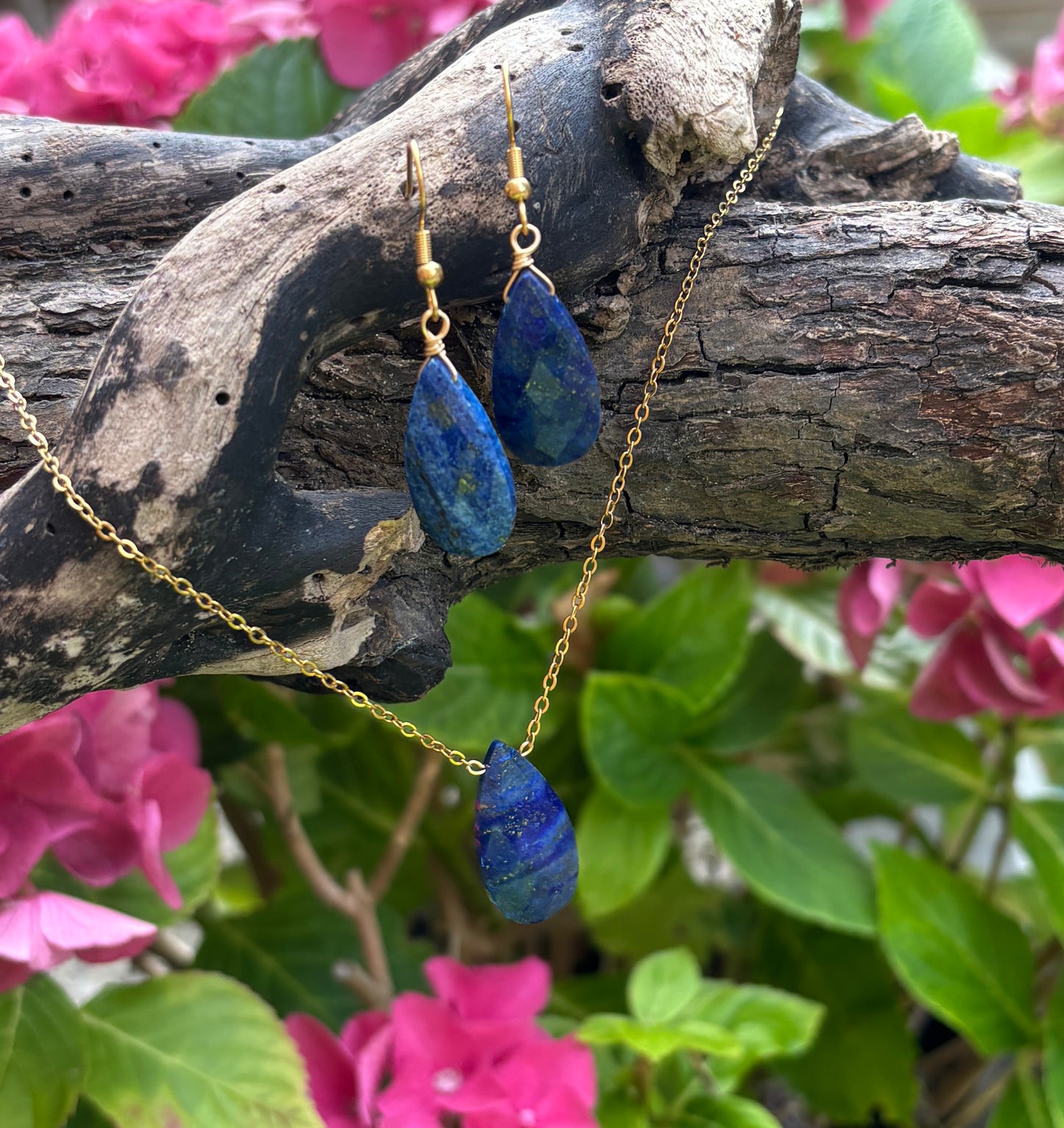 18ct Gold Plated Gemstone Drop Earrings