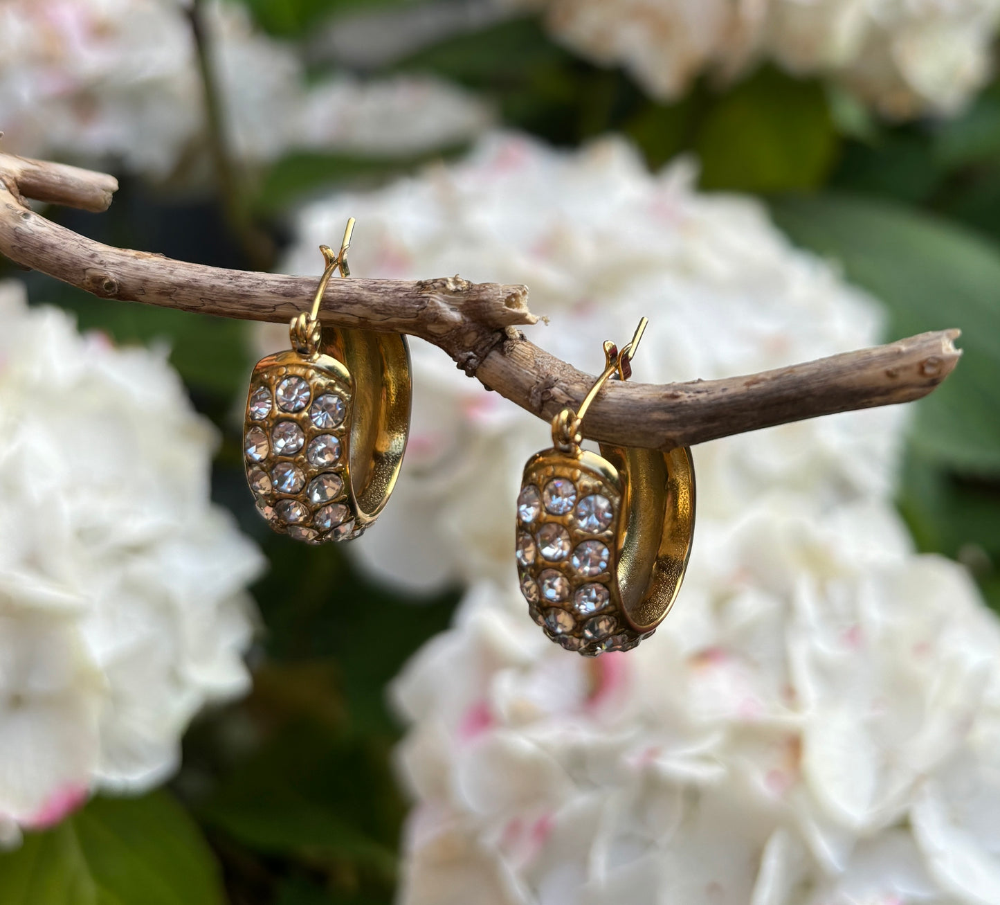 18ct Gold Plated Cubic Zirconia Hoop Earrings