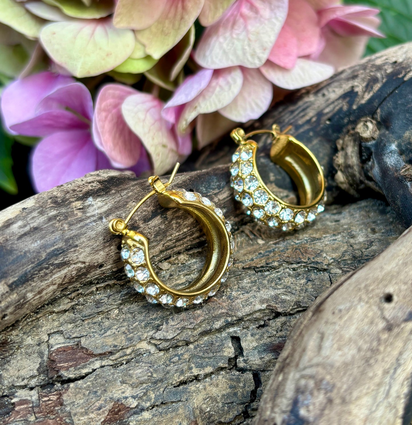 18ct Gold Plated Cubic Zirconia Hoop Earrings