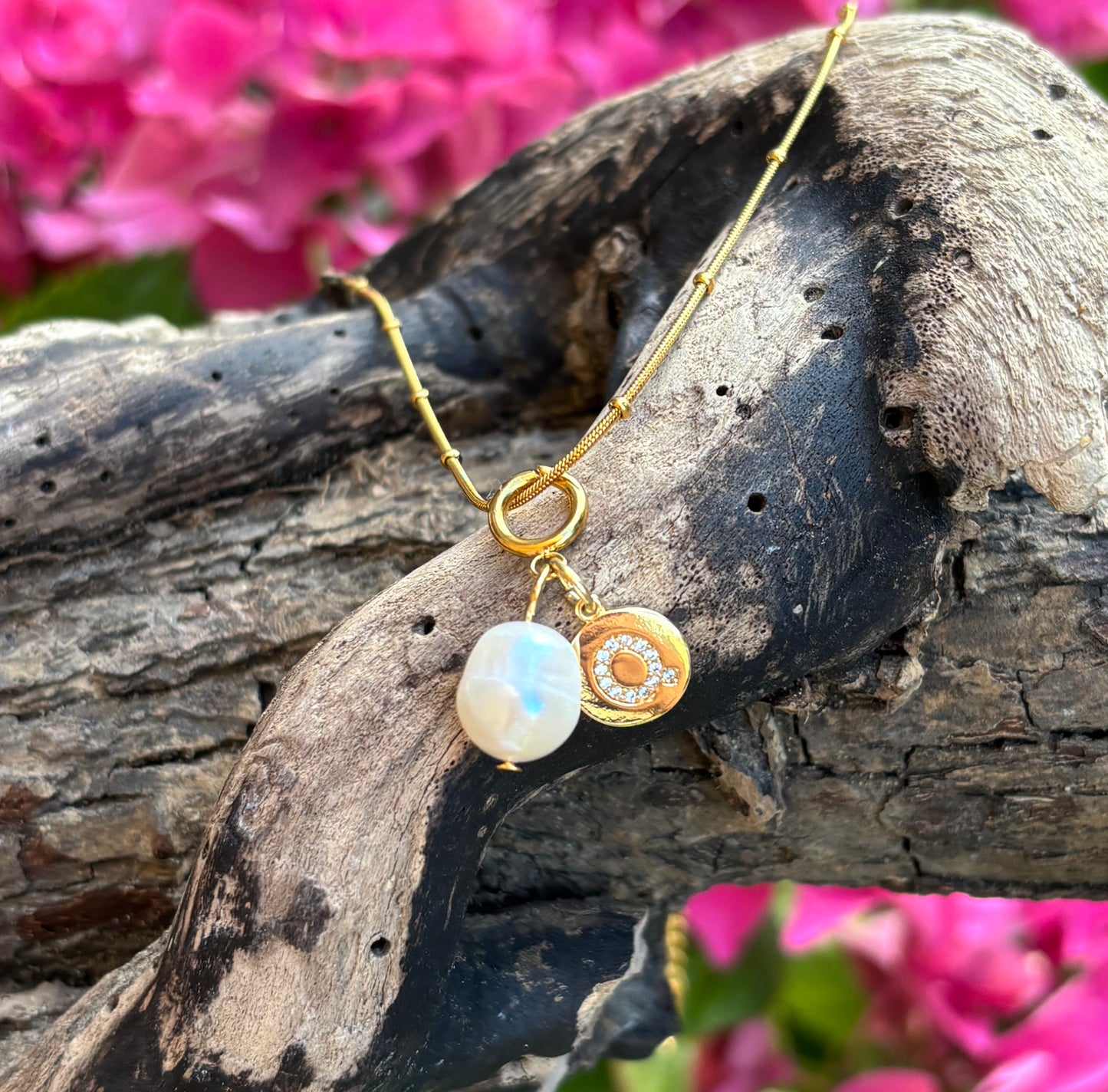 18ct Gold Plated Single Pearl Necklace - Personalisation Available