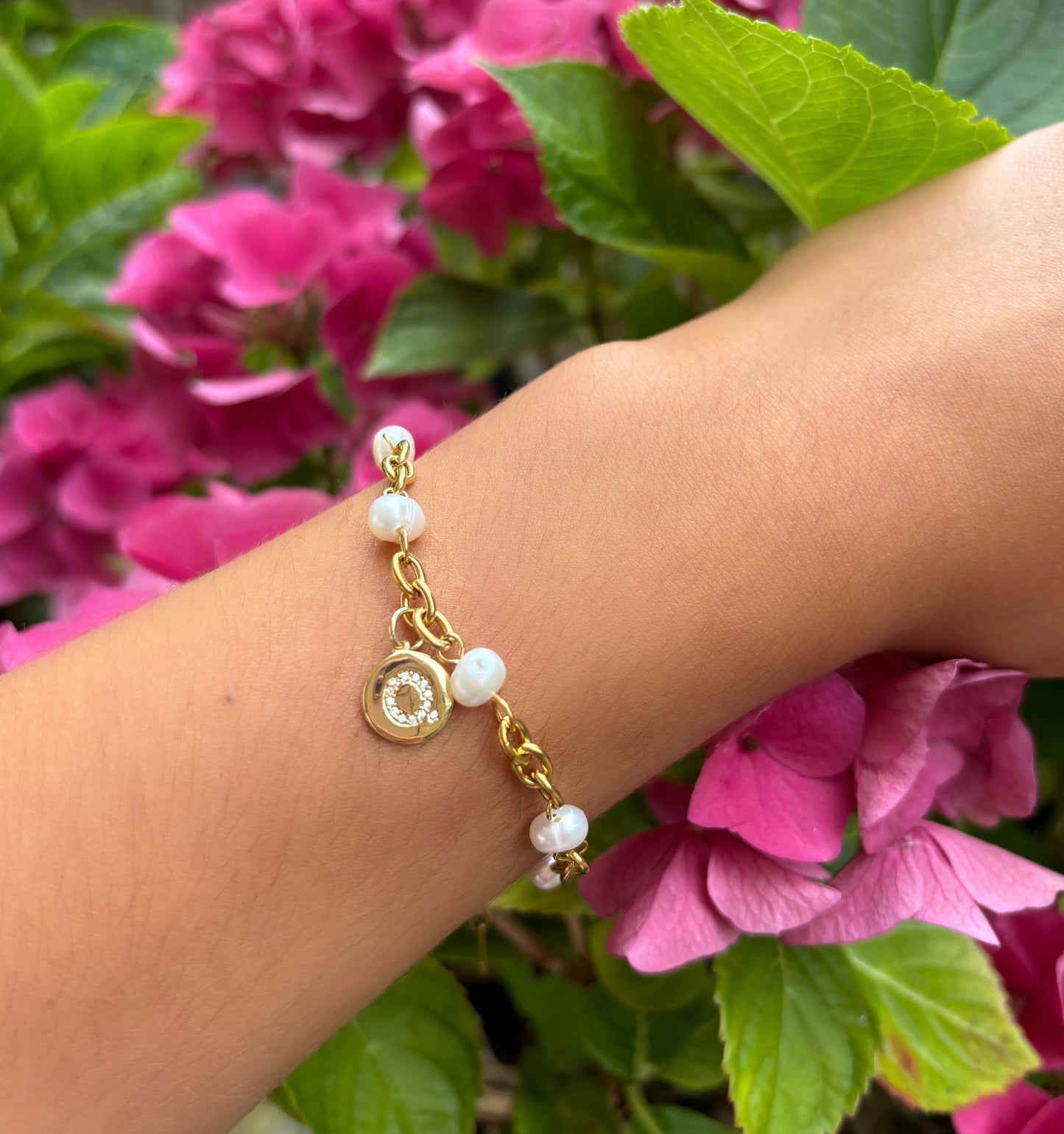 18ct Gold Plated Fresh Water Pearl Chain Bracelet