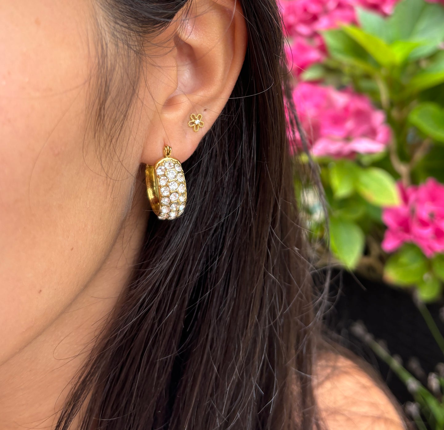 18ct Gold Plated Cubic Zirconia Hoop Earrings