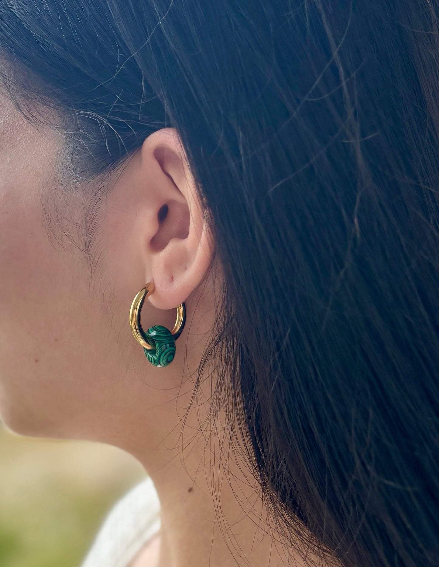 18ct Gold Plated Gemstone Doughnut Hoop Earrings
