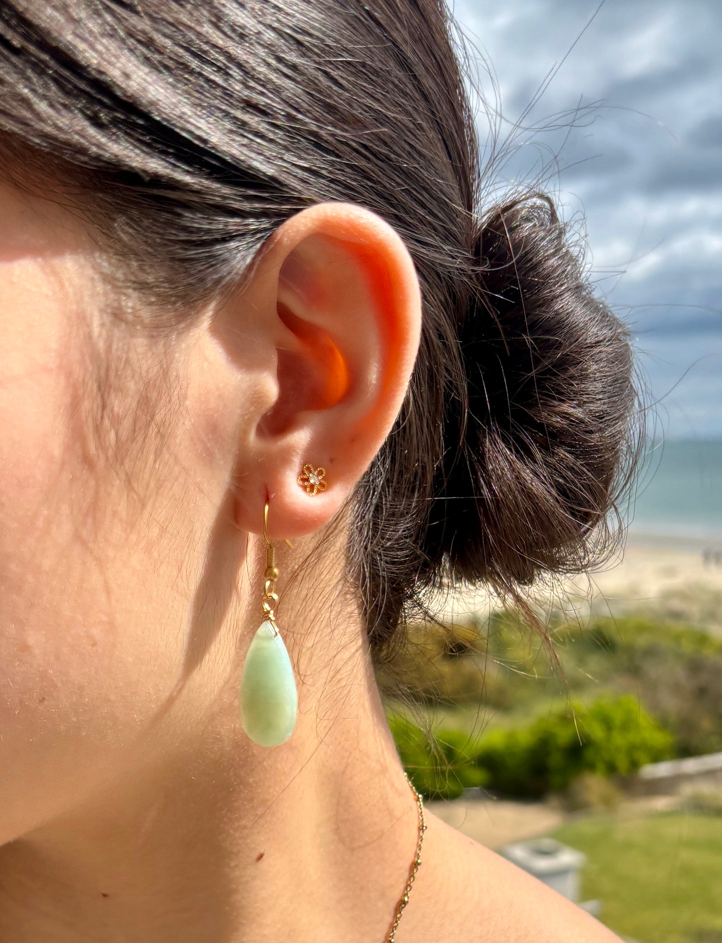 18ct Gold Plated Gemstone Drop Earrings