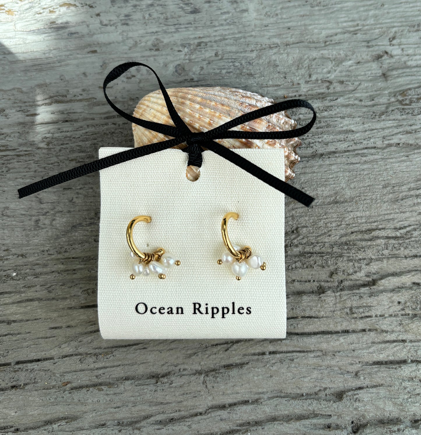 18ct Gold Plated Fresh Water Pearl Half Hoop Earrings