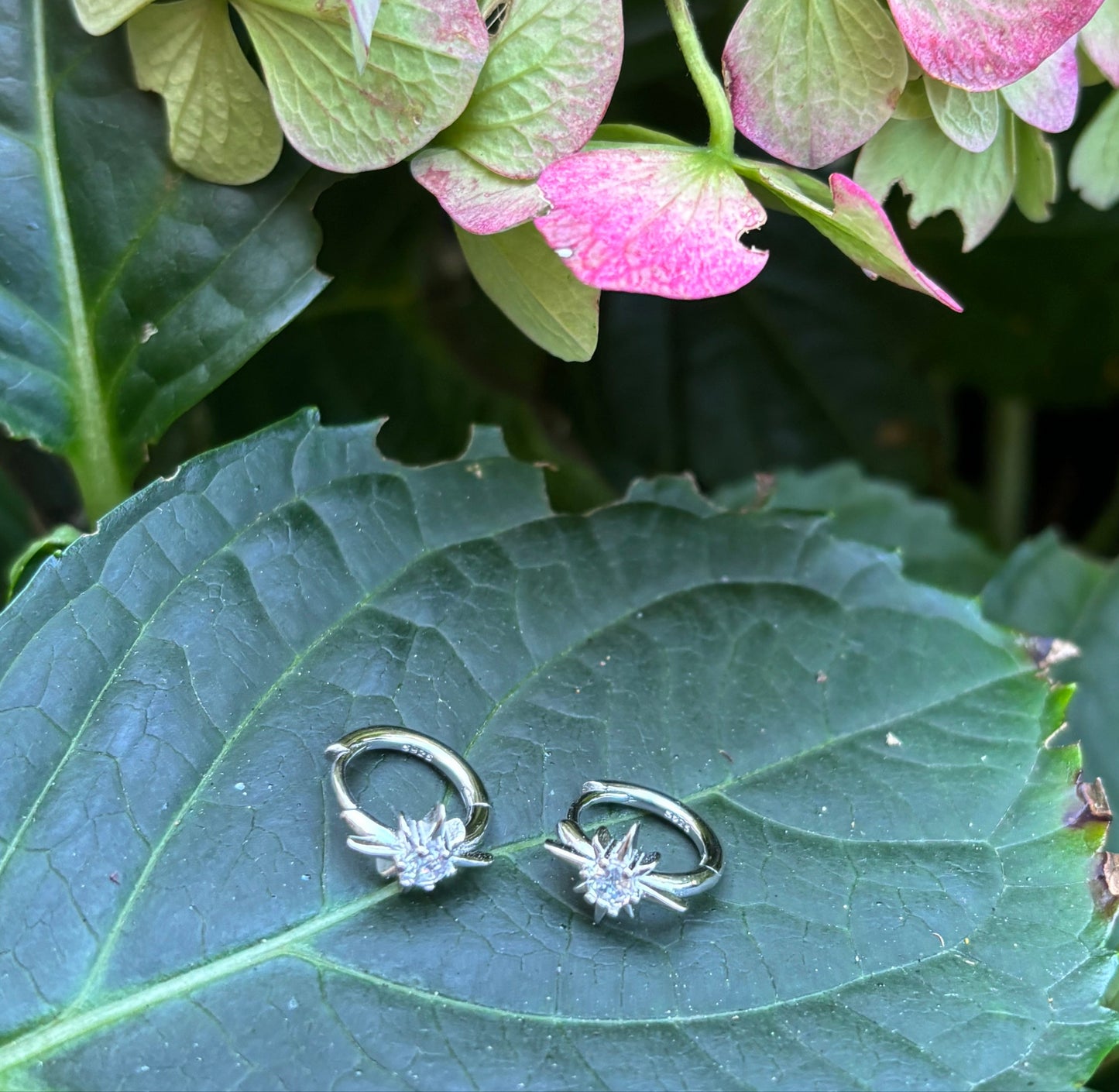 925 Sterling Silver Cubic Zirconia Star Huggie Earrings