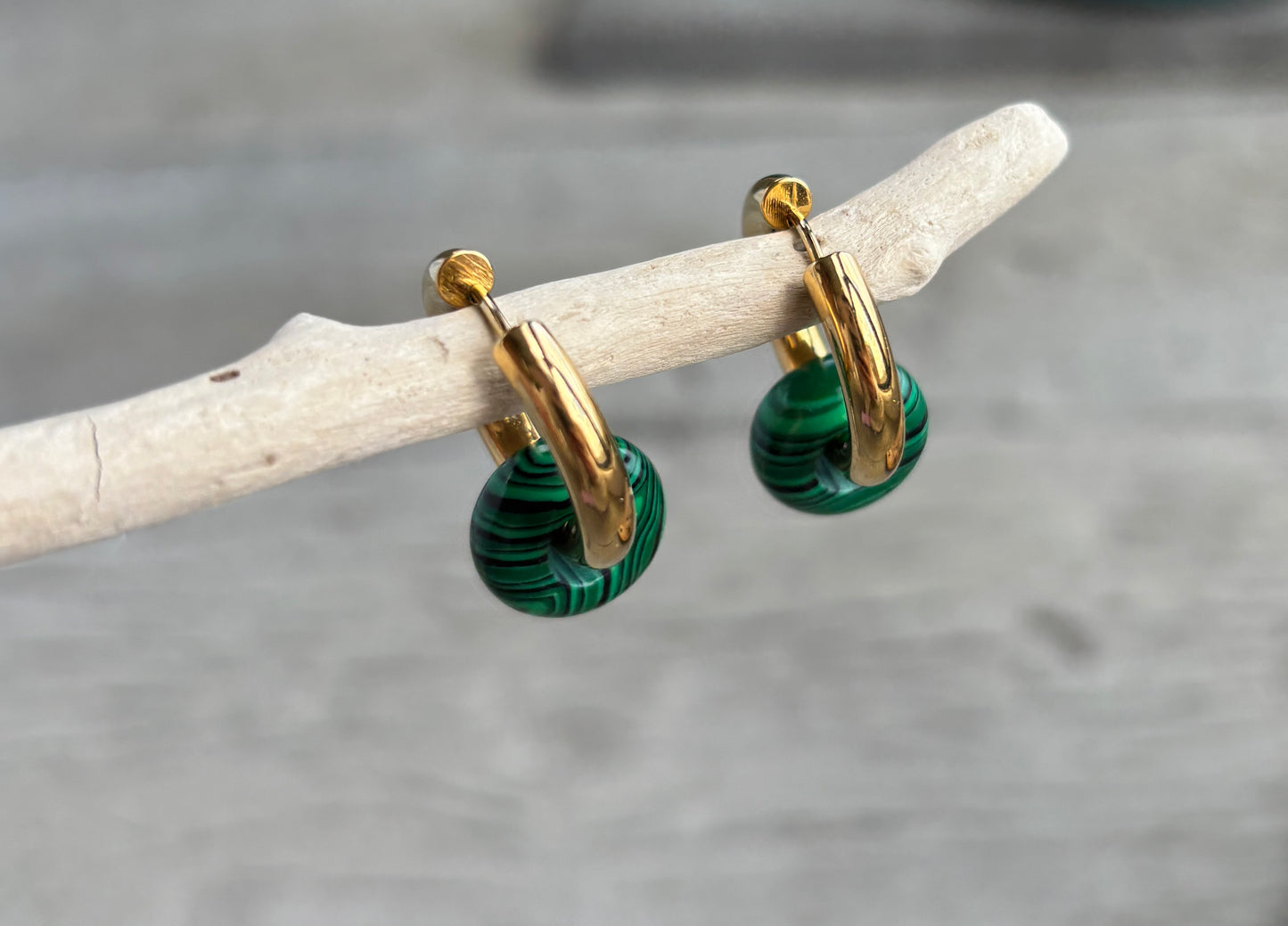 18ct Gold Plated Gemstone Doughnut Hoop Earrings