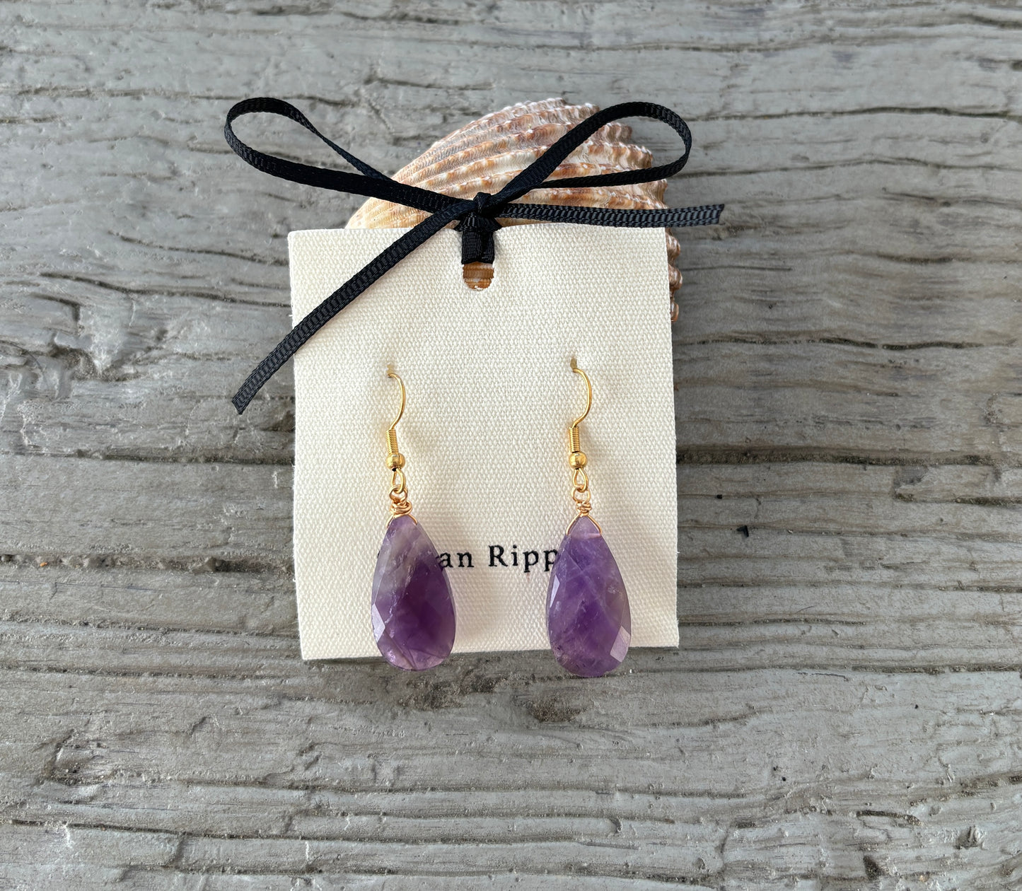 18ct Gold Plated Gemstone Drop Earrings