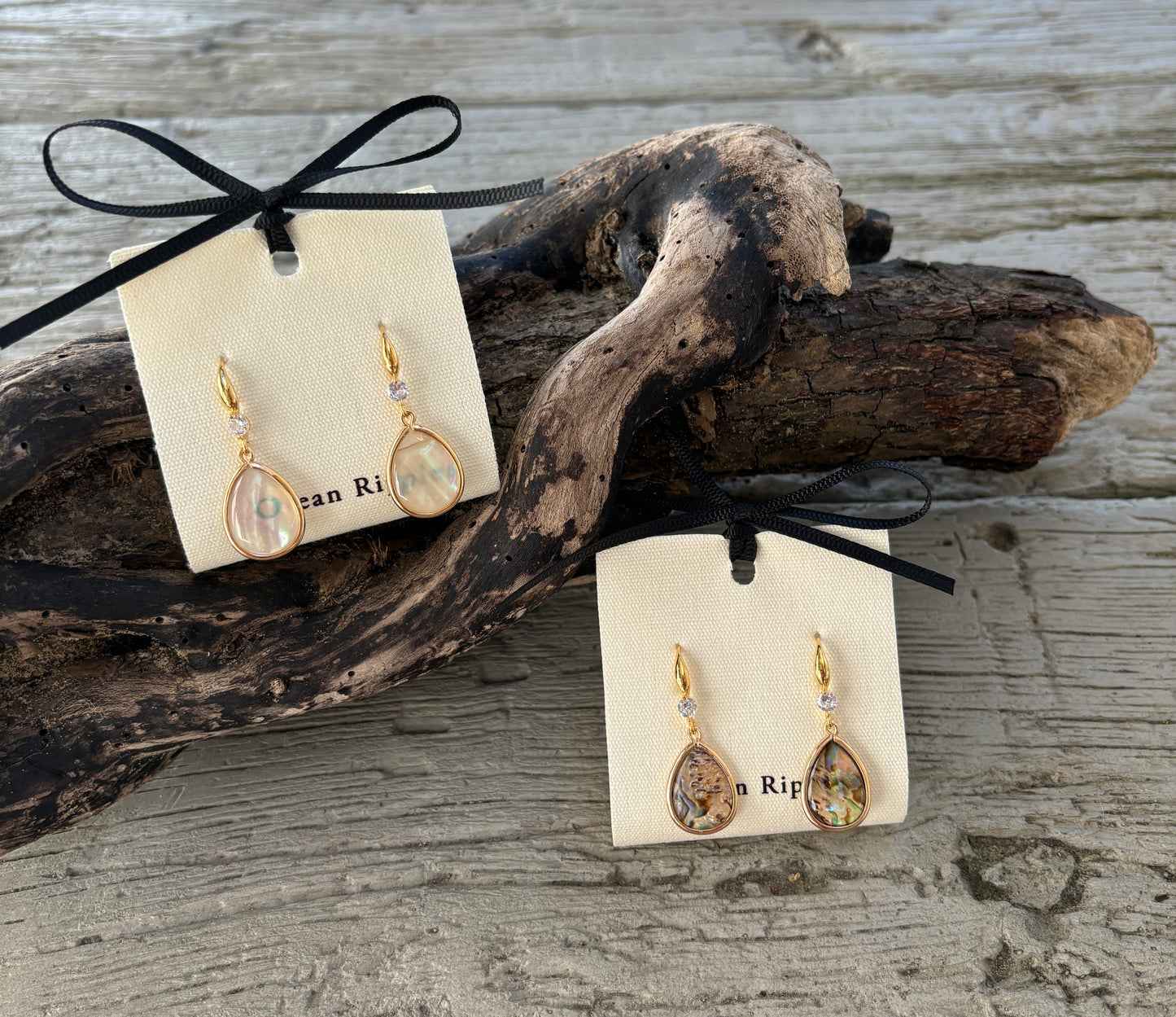 14ct Gold Plated Mother Of Pearl Drop Earrings