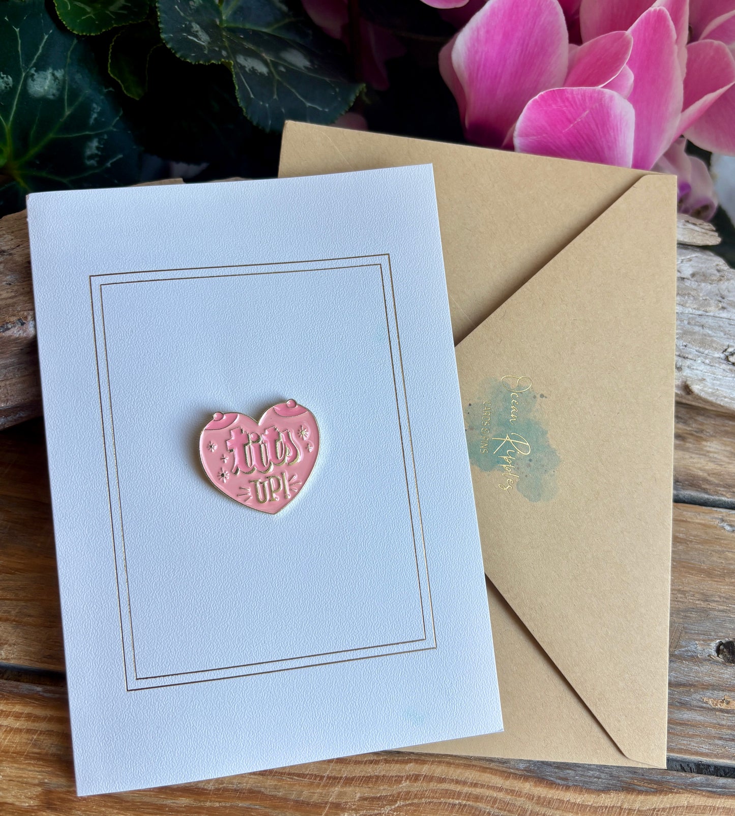 Tits Up Pin Badge Card