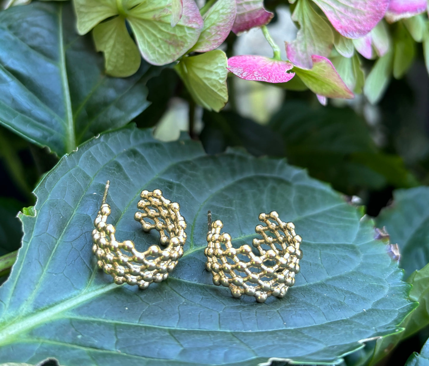 18ct Gold Plated Waffle Hoop Earrings