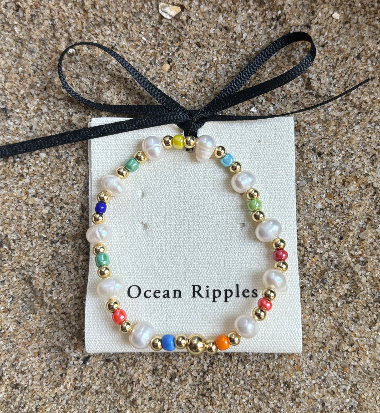 18ct Gold Plated Fresh Water Pearl Elastic Bracelet
