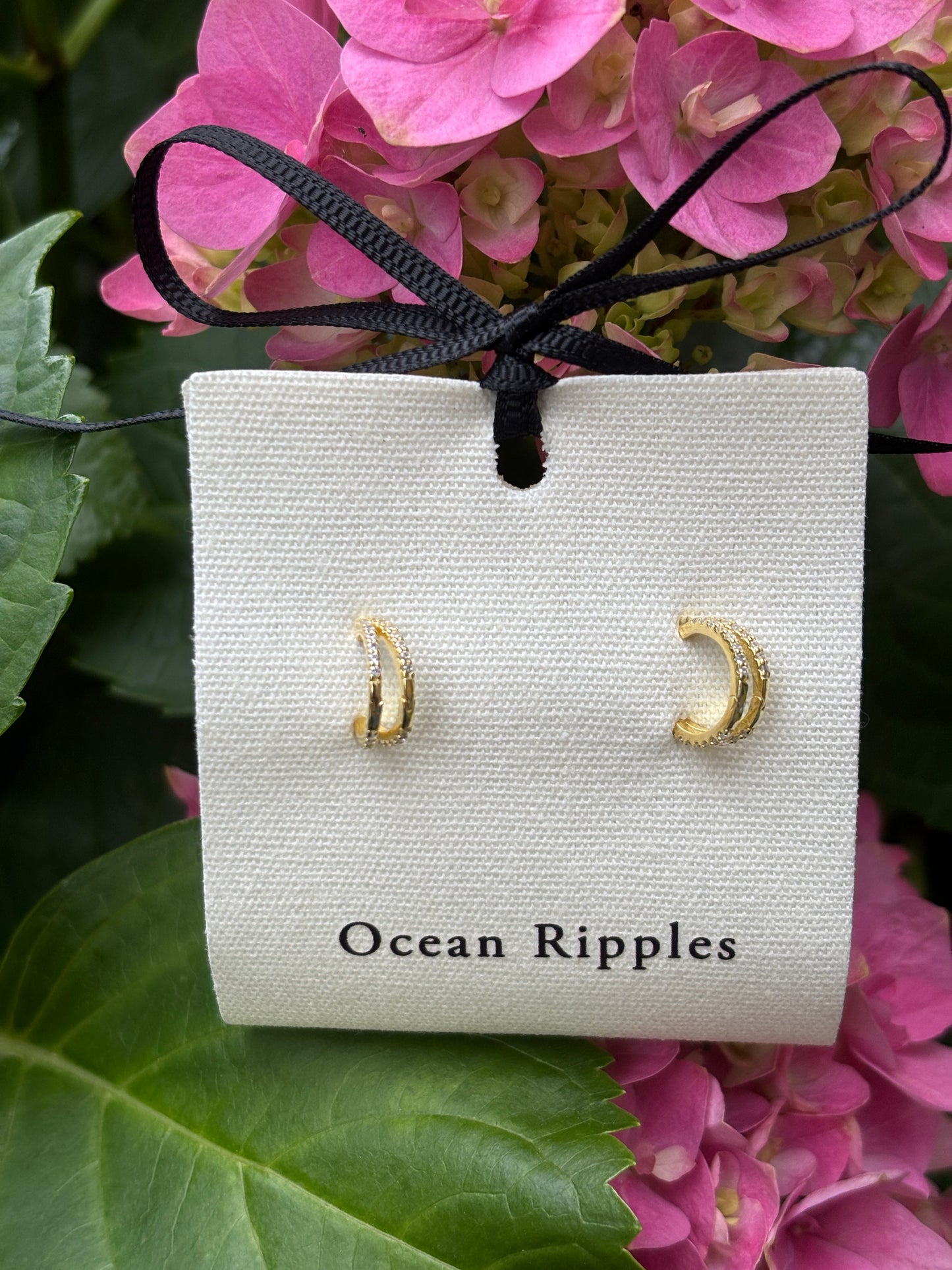 18ct Gold Plated Cubic Zirconia Double Hoop Earrings