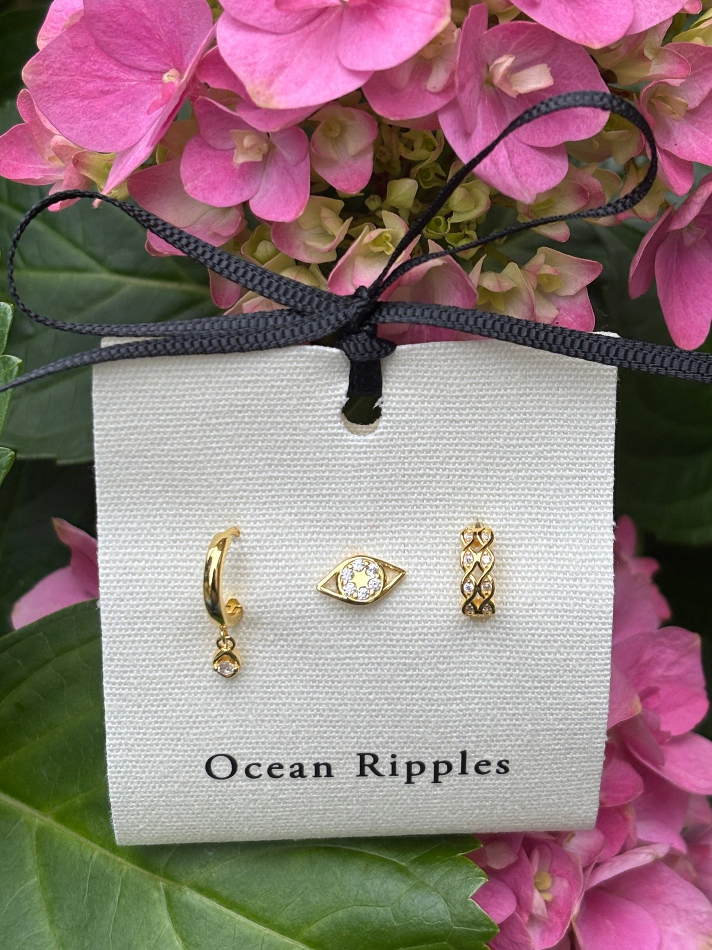 18ct Gold Plated Cubic Zirconia Evil Eye Stacking Set