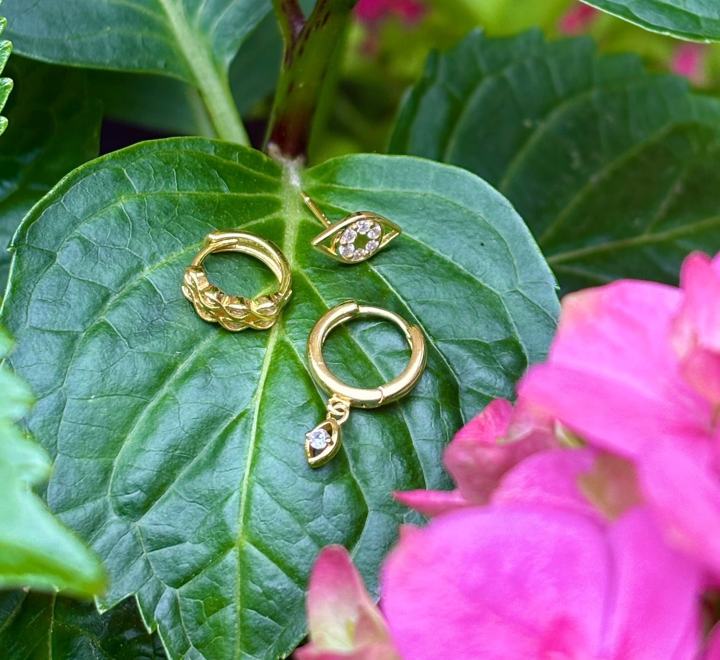 18ct Gold Plated Cubic Zirconia Evil Eye Stacking Set