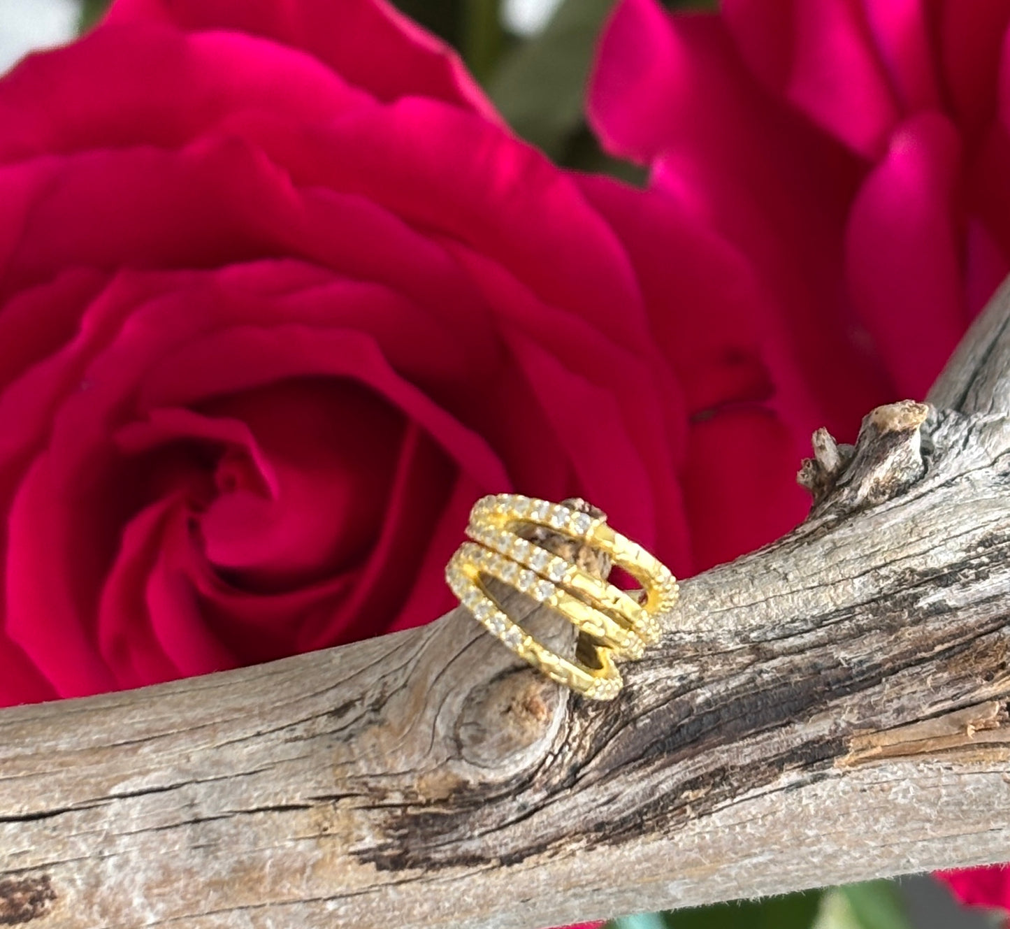 18ct Gold Plated Cubic Zirconia Double Hoop Earrings