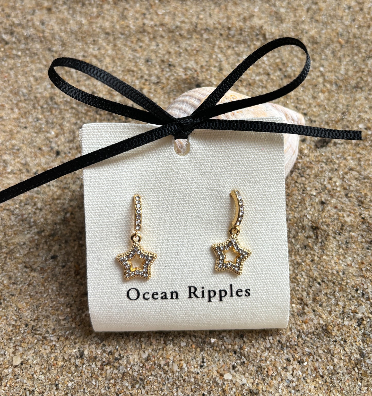 18ct Gold Plated Cubic Zirconia Star Earrings