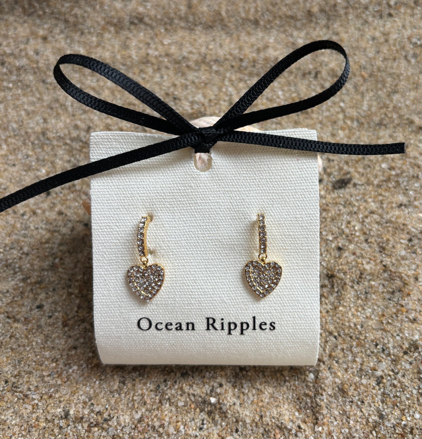 18ct Gold Plated Cubic Zirconia Heart Drop Earrings