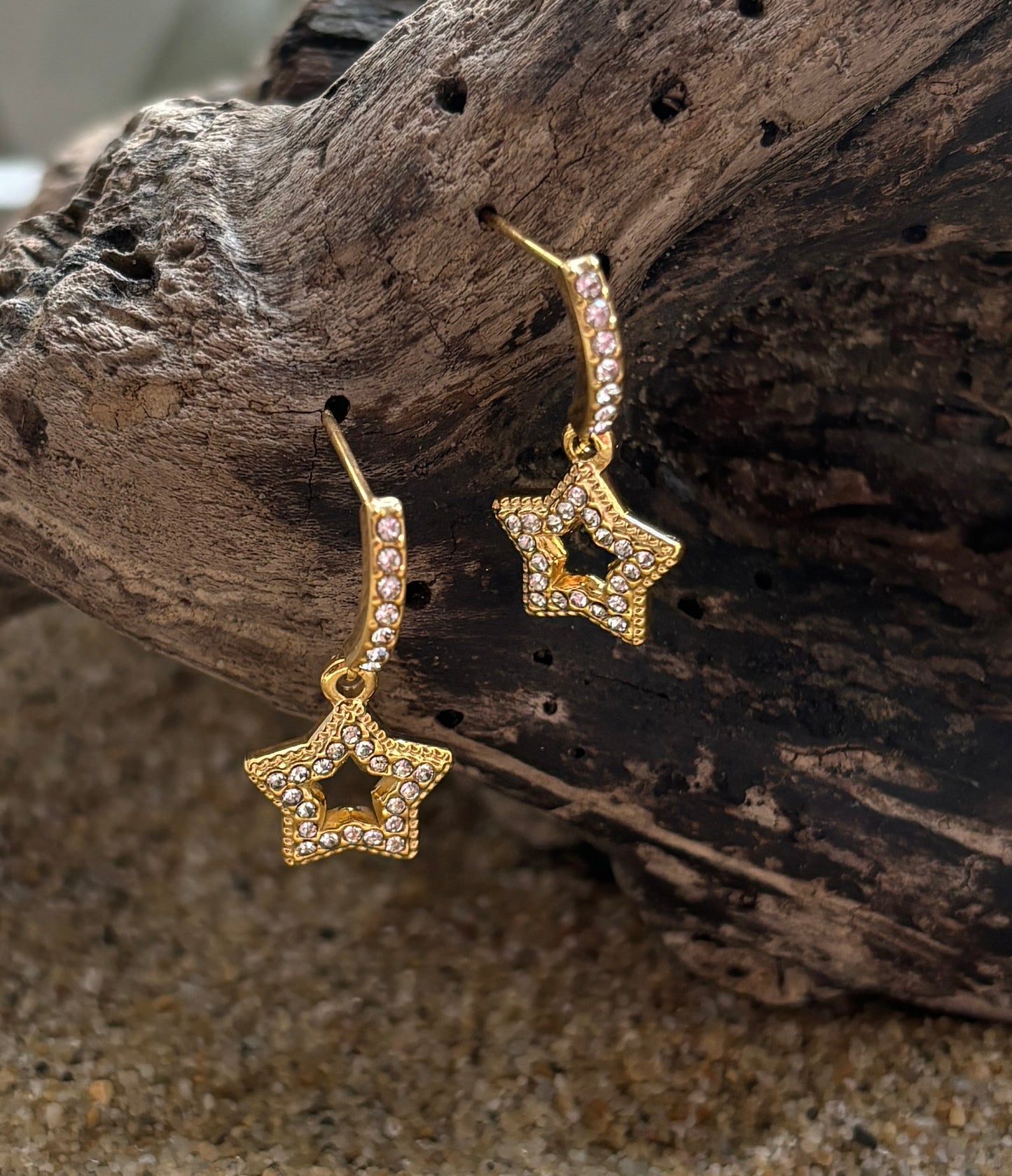 18ct Gold Plated Cubic Zirconia Star Earrings