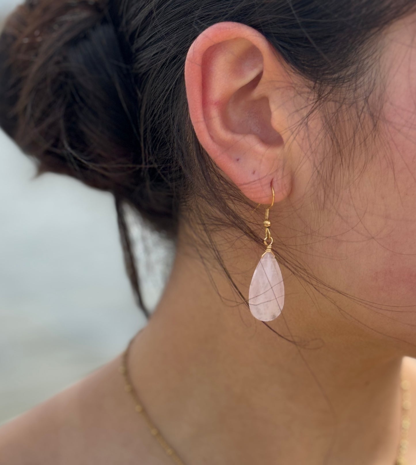 18ct Gold Plated Gemstone Drop Earrings