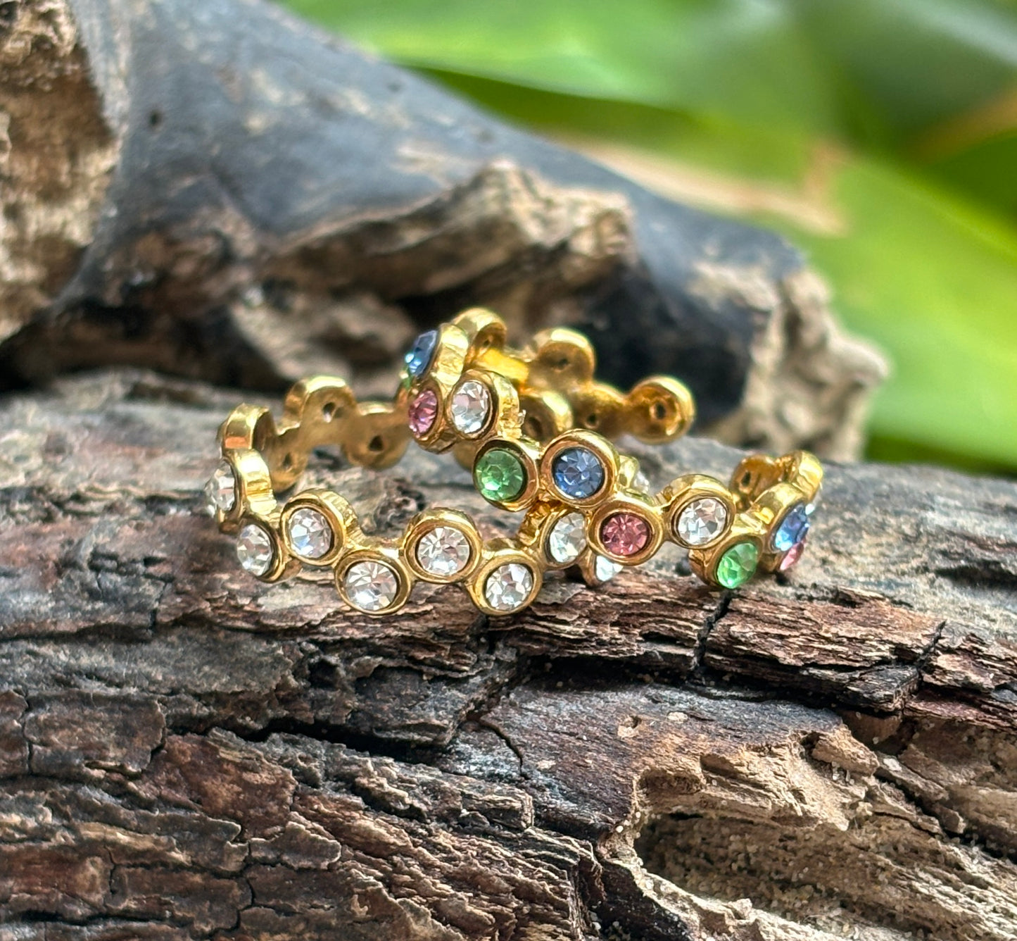 18ct Gold Plated Cubic Zirconia Stackable Ring - Available In Silver