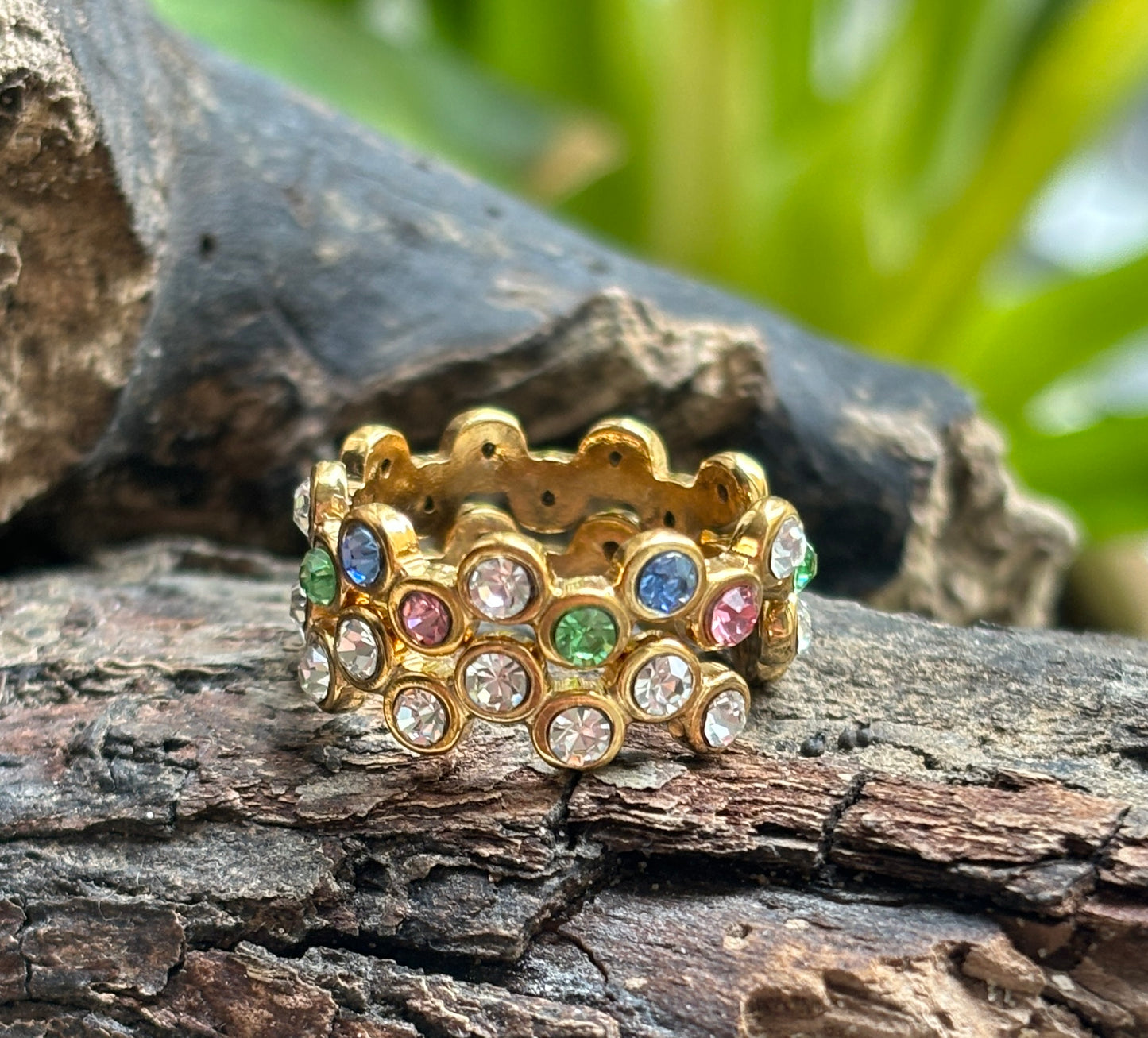 18ct Gold Plated Cubic Zirconia Stackable Ring - Available In Silver