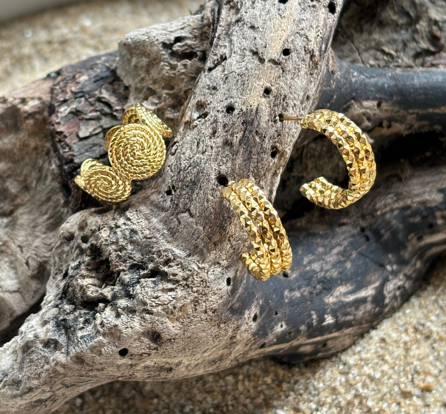 18ct Gold Plated Adjustable Textured Spiral Ring