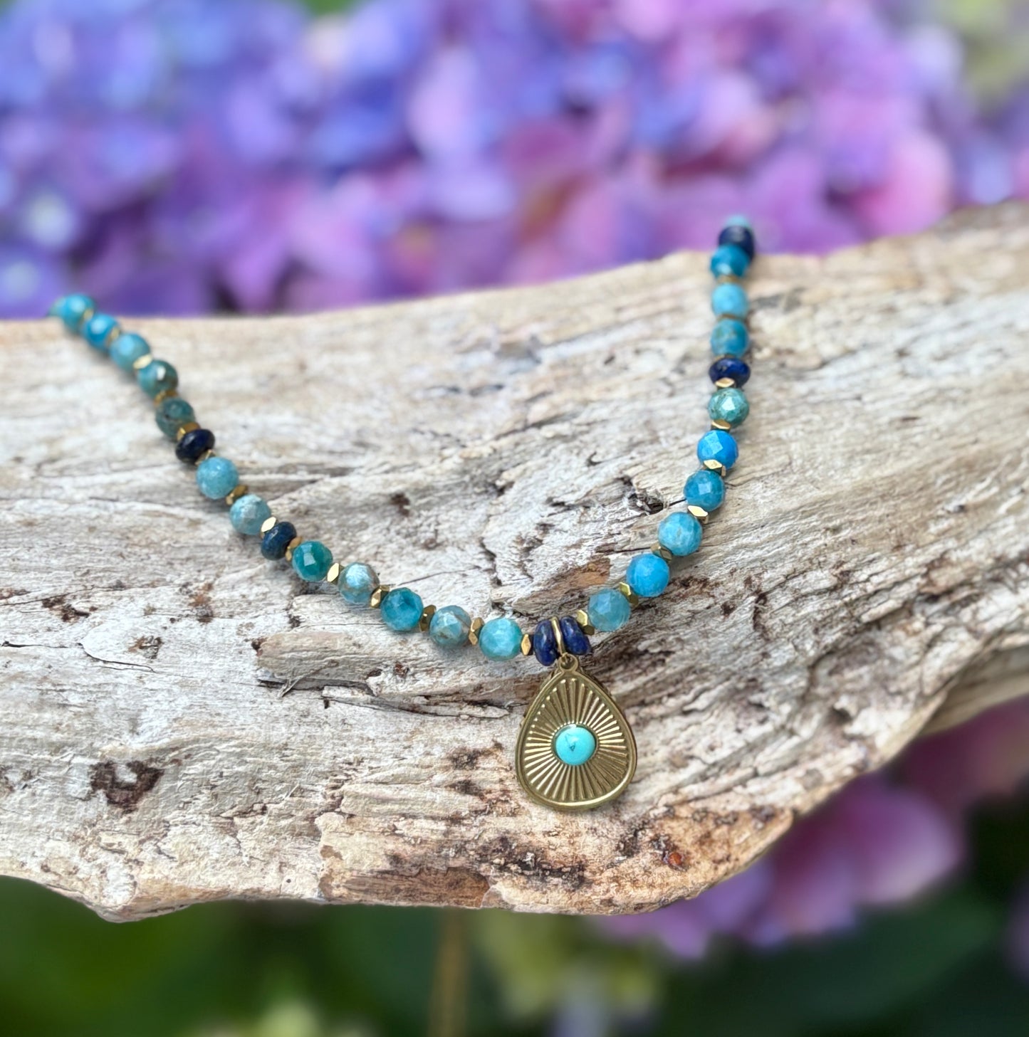 18ct Gold Plated Apatite Beads Necklace